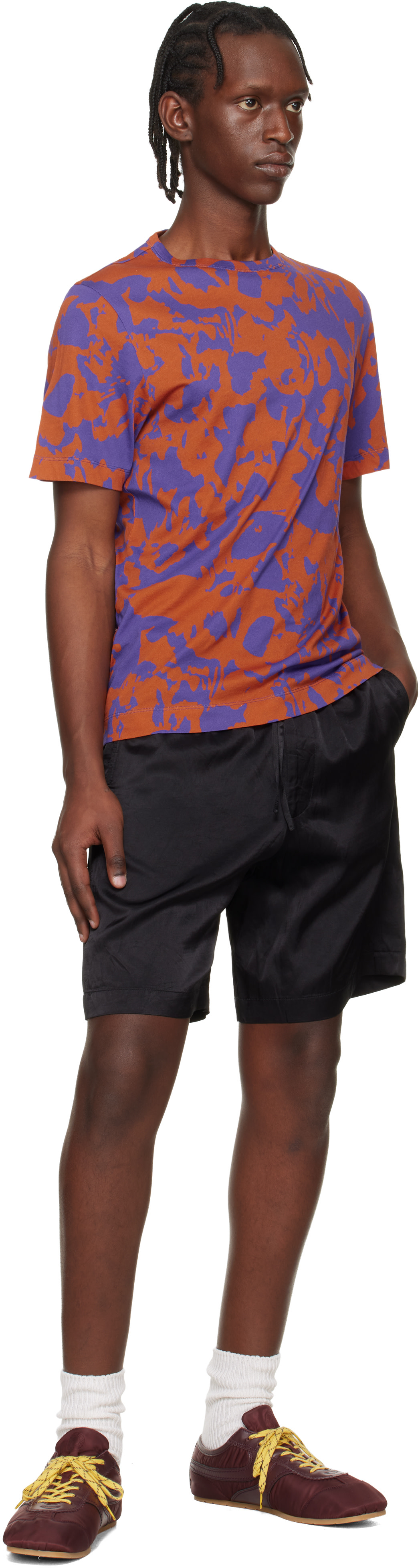 Dries Van Noten: Orange & Purple Printed Cotton T-shirt | SSENSE