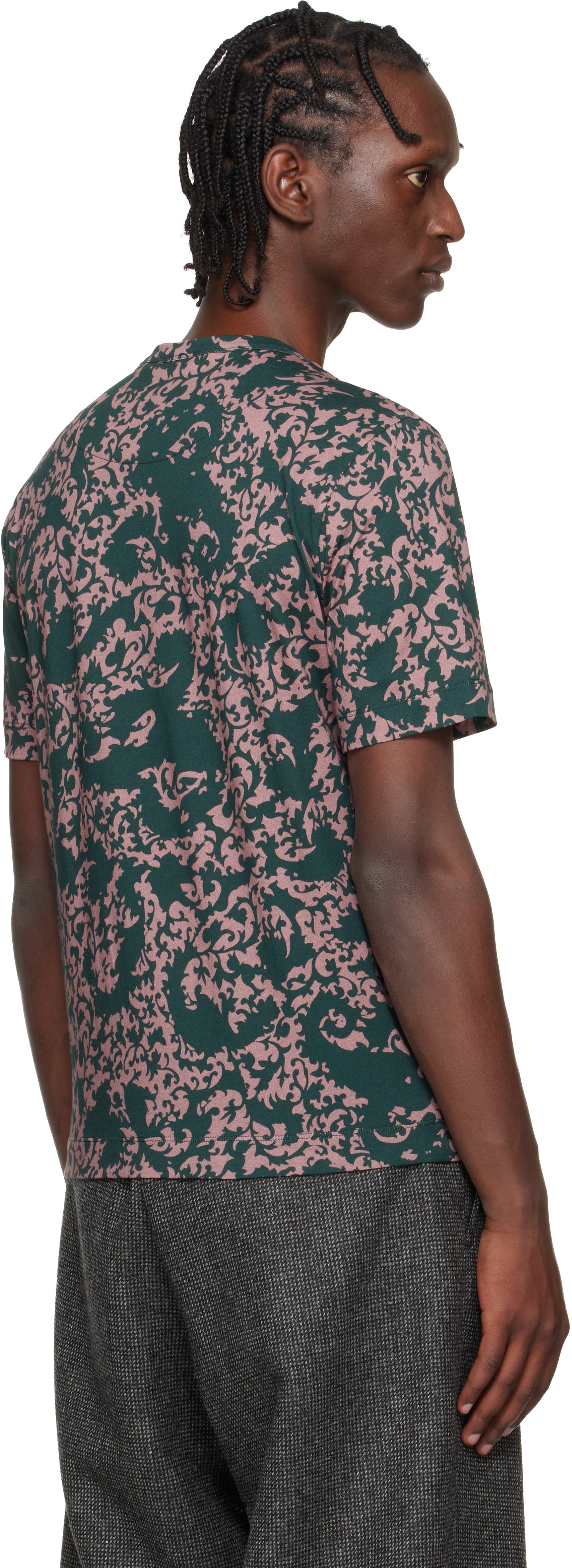 Dries Van Noten: Green & Pink Floral T-shirt | SSENSE