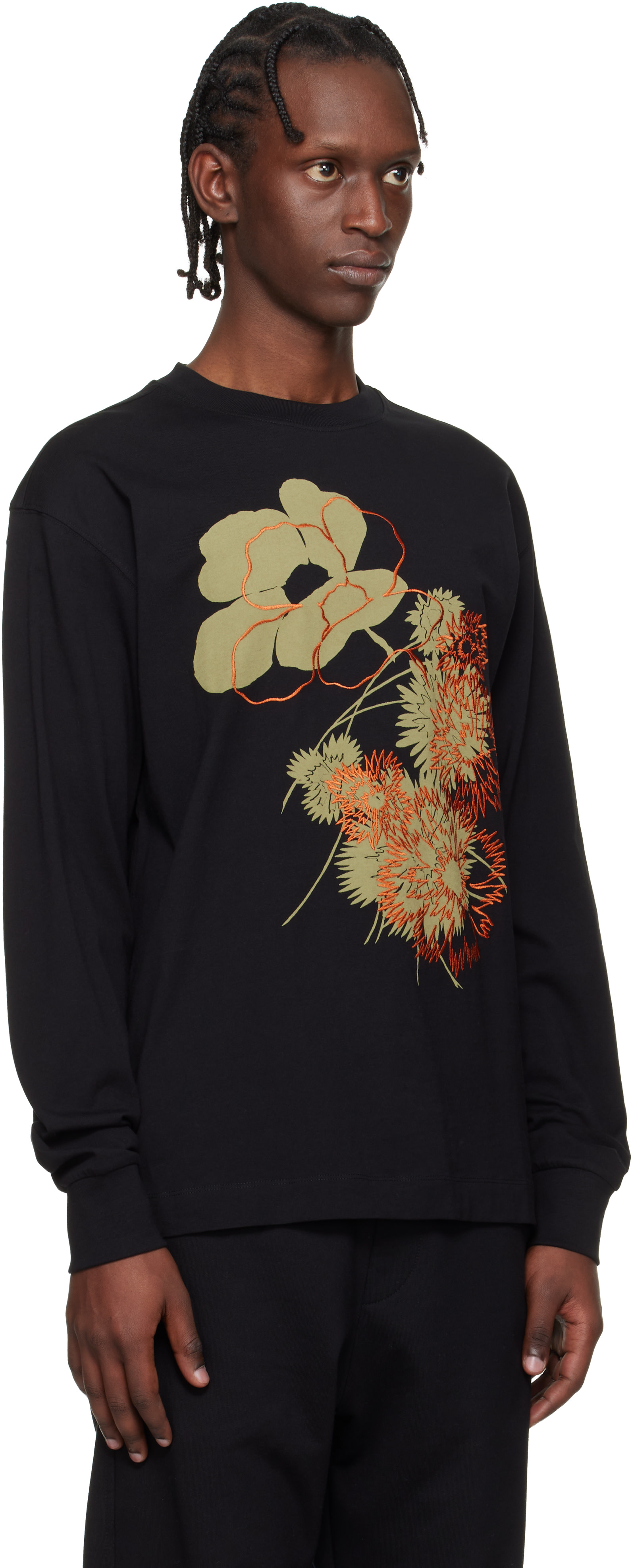 Dries Van Noten: Black Floral T-shirt | SSENSE