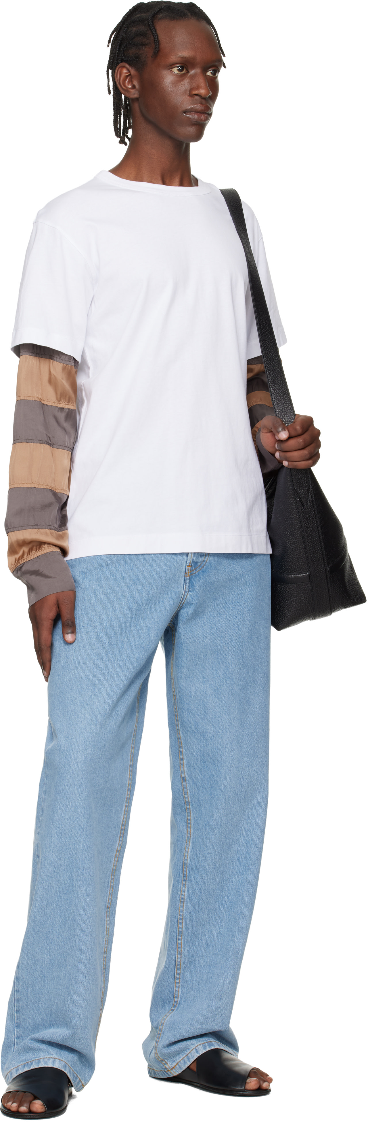 Dries Van Noten: White Contrast Sleeves T-shirt | SSENSE