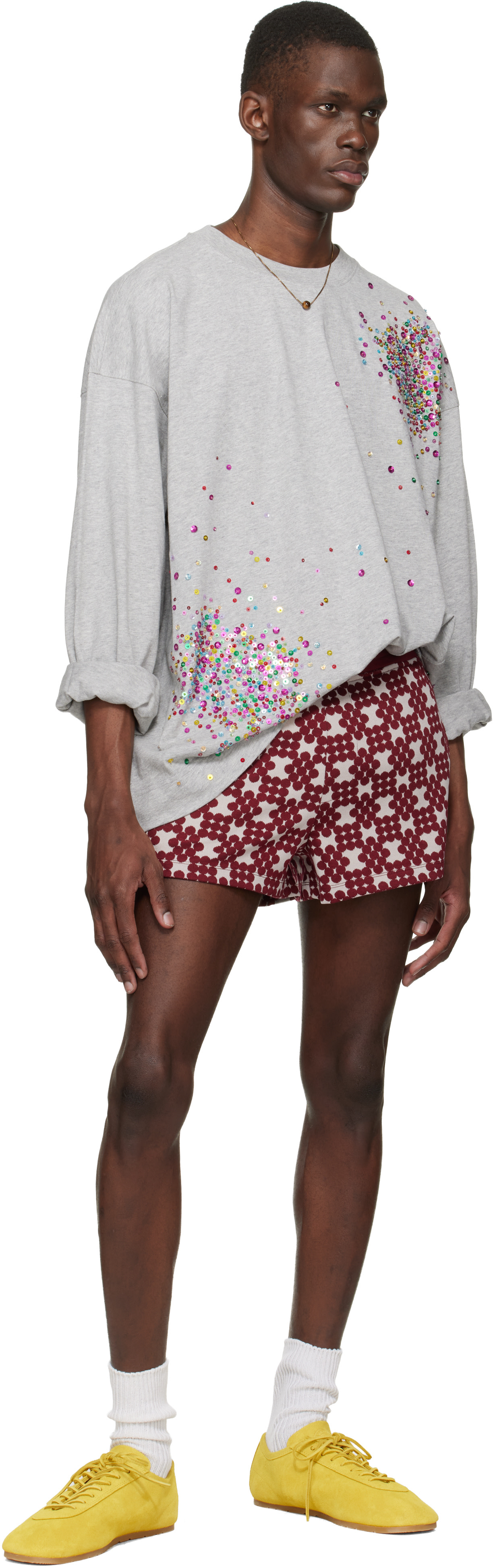 Dries Van Noten: グレー エンベリッシュド 長袖Tシャツ | SSENSE 日本