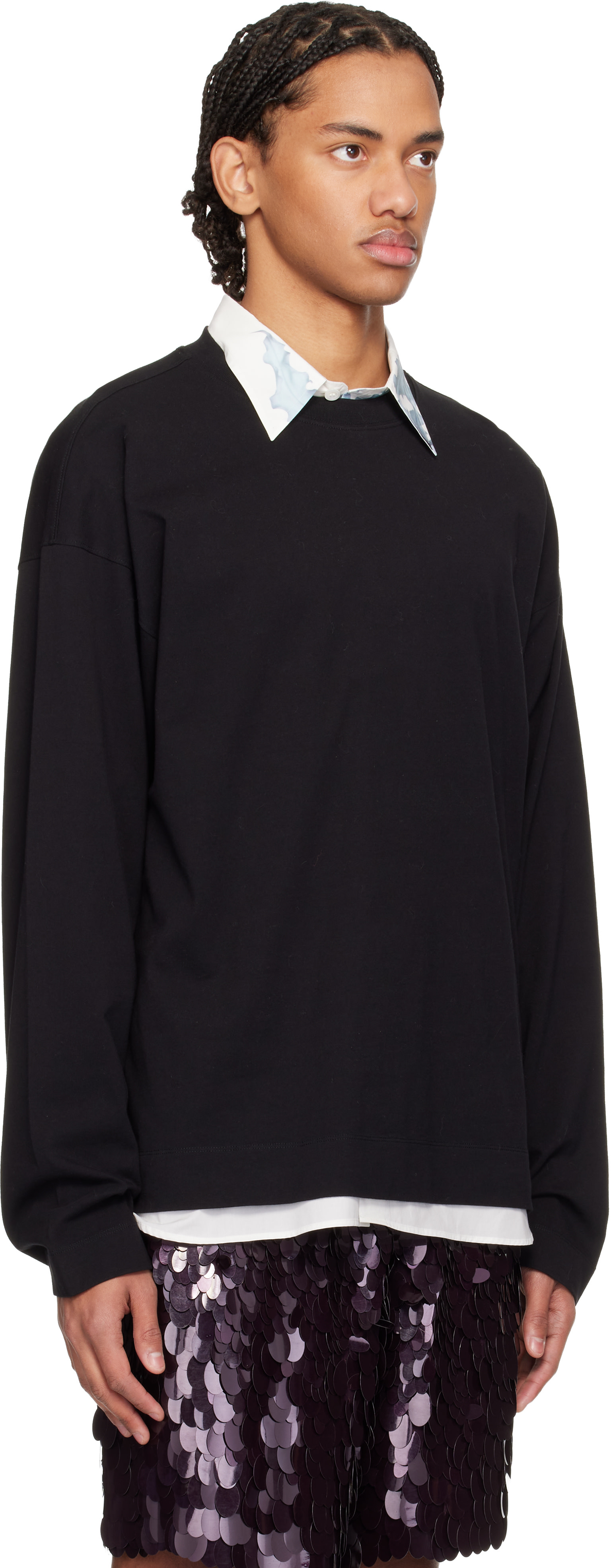 Dries Van Noten: ブラック ドロップショルダー Tシャツ | SSENSE 日本