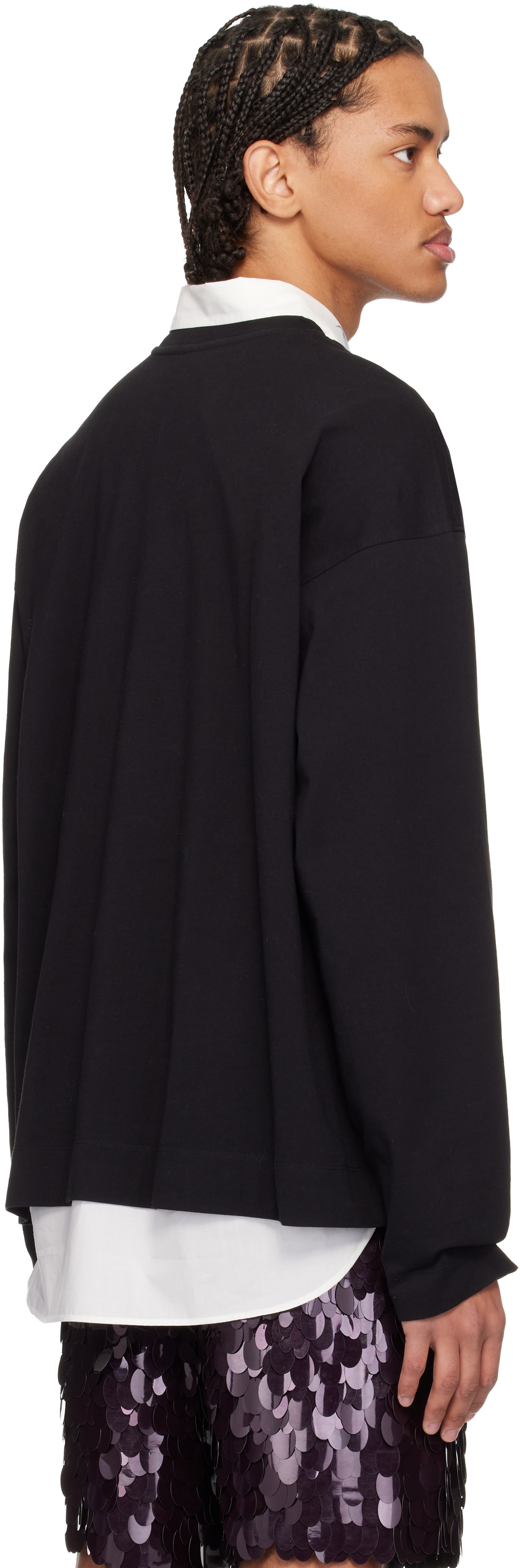 Dries Van Noten: ブラック ドロップショルダー Tシャツ | SSENSE 日本
