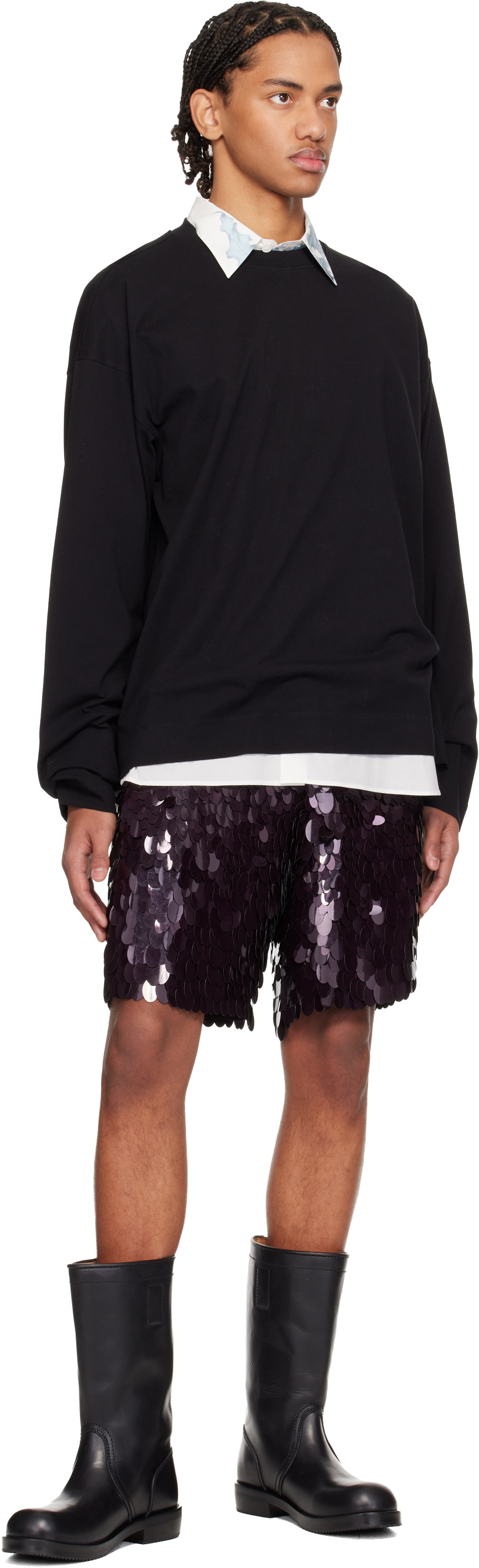 Dries Van Noten: ブラック ドロップショルダー Tシャツ | SSENSE 日本