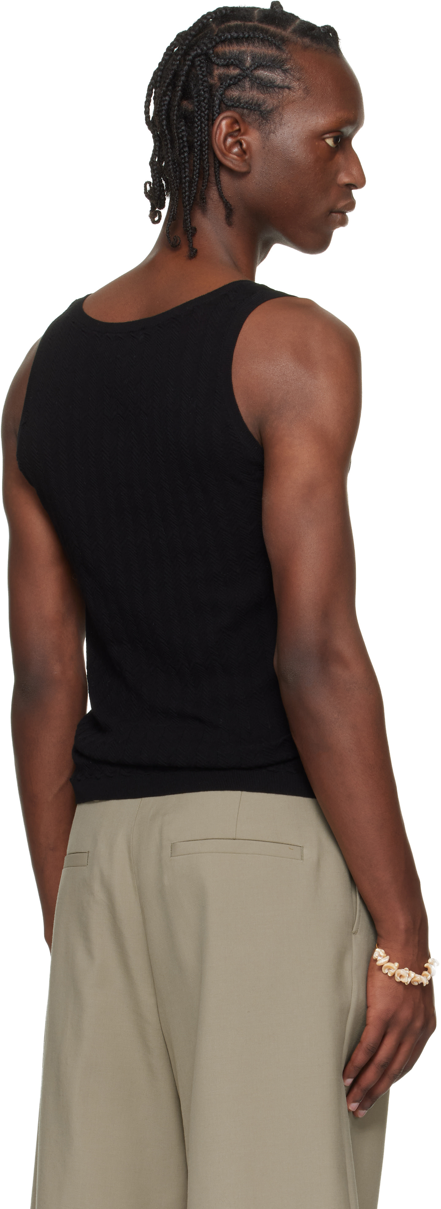 Dries Van Noten: Black Rib-Knit Tank Top | SSENSE