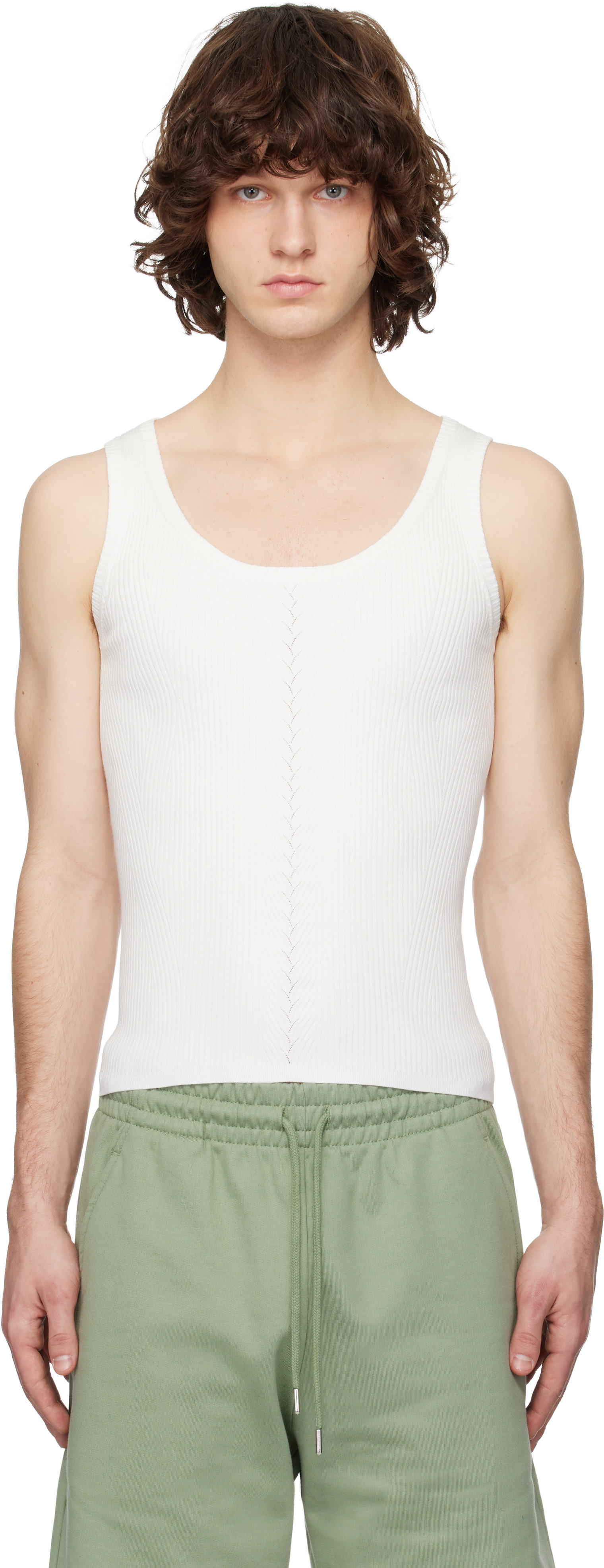 Dries Van Noten: White Rib Knit Tank Top | SSENSE