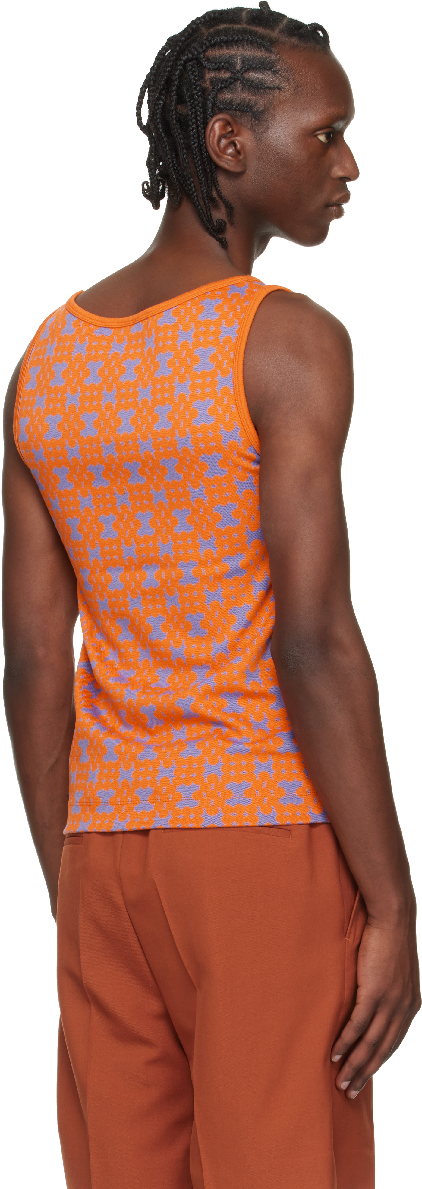 Dries Van Noten: Orange & Purple Jacquard Tank Top | SSENSE