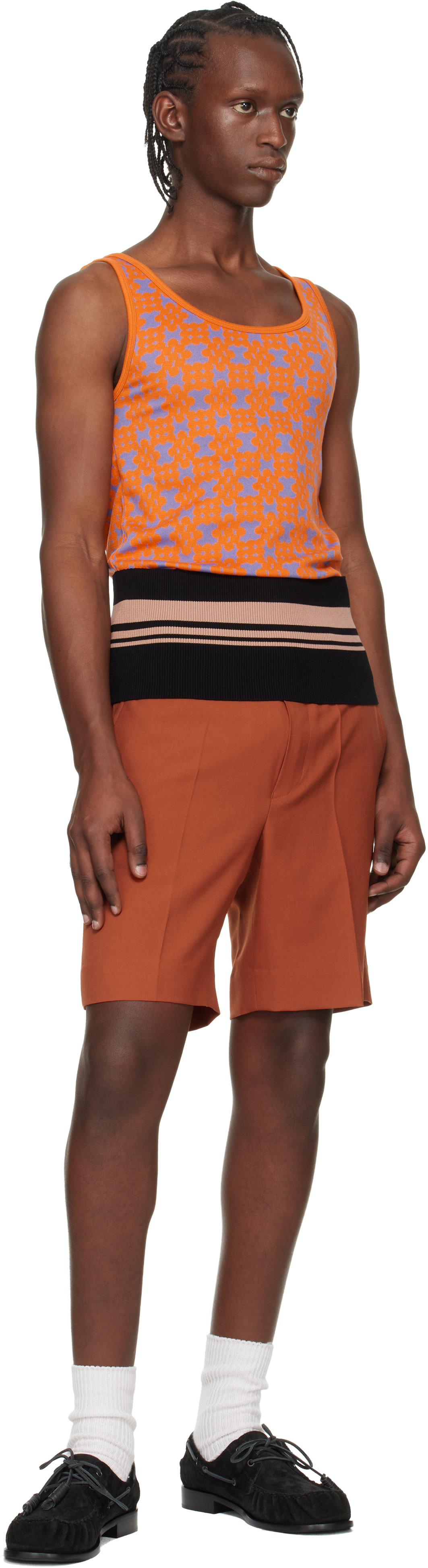 Dries Van Noten: オレンジ＆パープル ジャカード タンクトップ