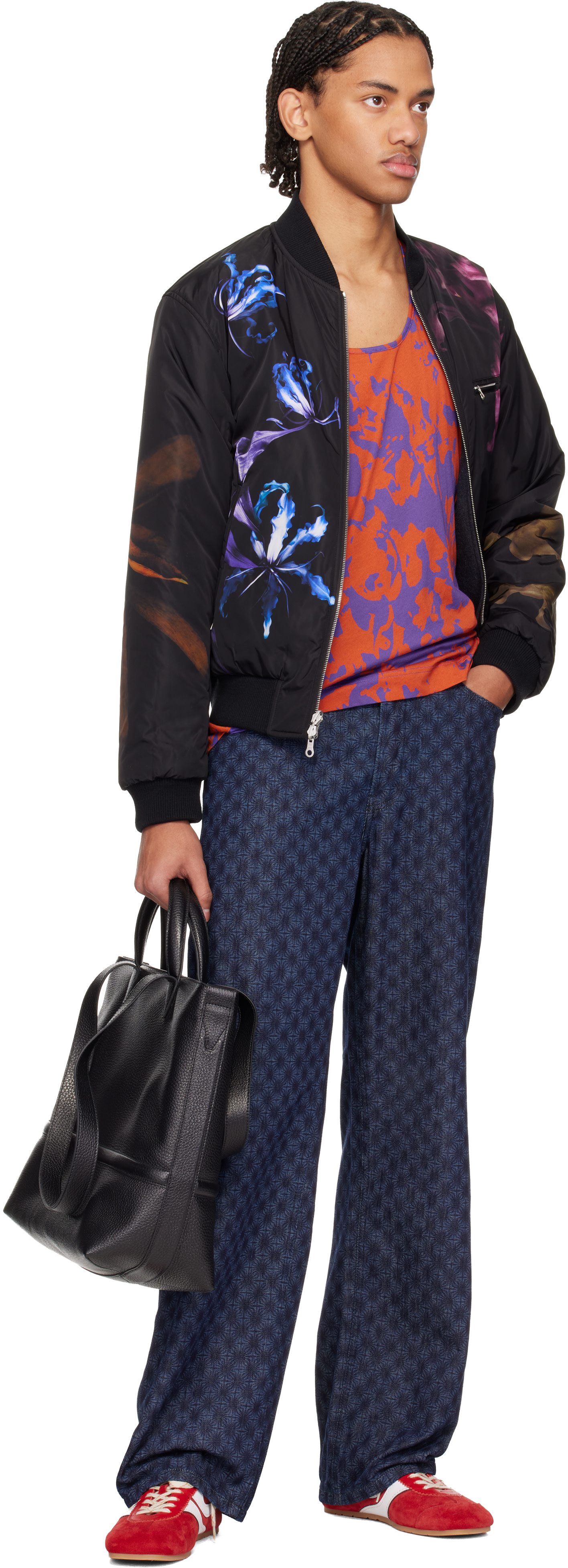 Dries Van Noten: Orange & Purple Scoop Neck Tank Top | SSENSE
