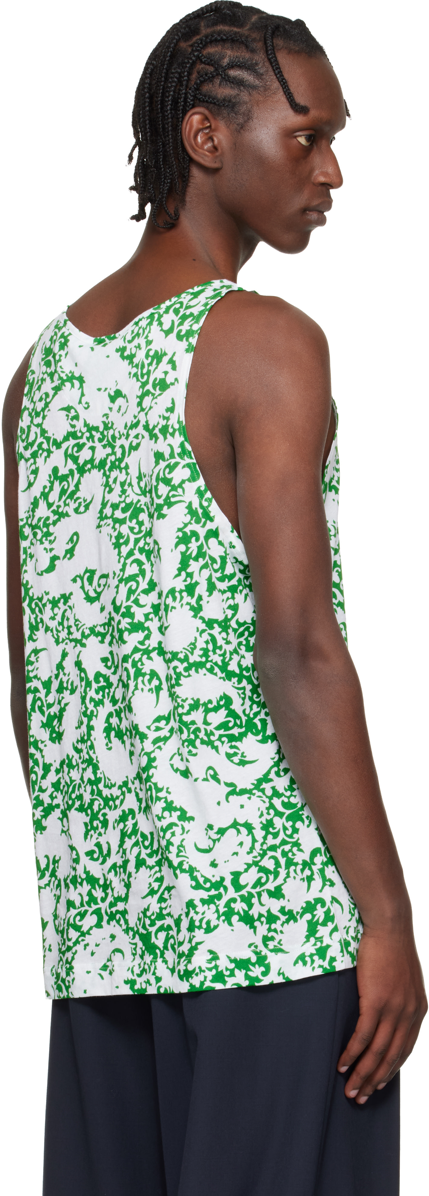 Dries Van Noten: Green & White Floral Tank Top | SSENSE