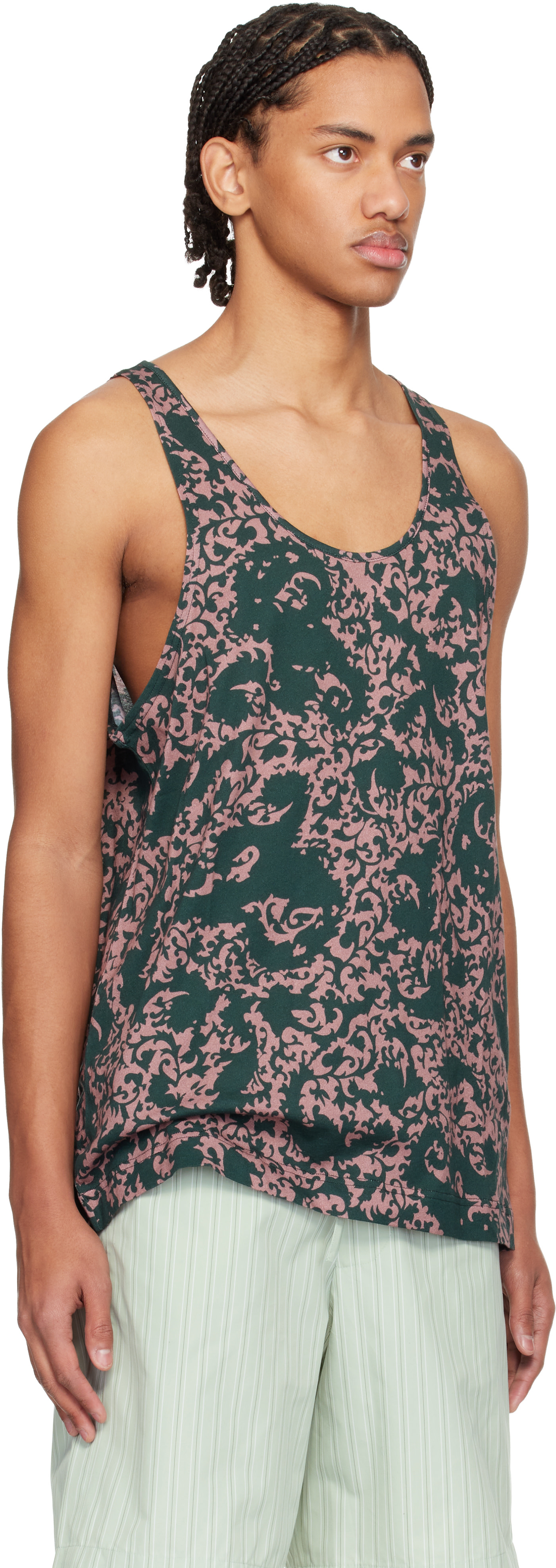 Dries Van Noten: Green & Pink Floral Tank Top | SSENSE Dries Van Noten: Green & Pink Floral Tank Top | SSENSE