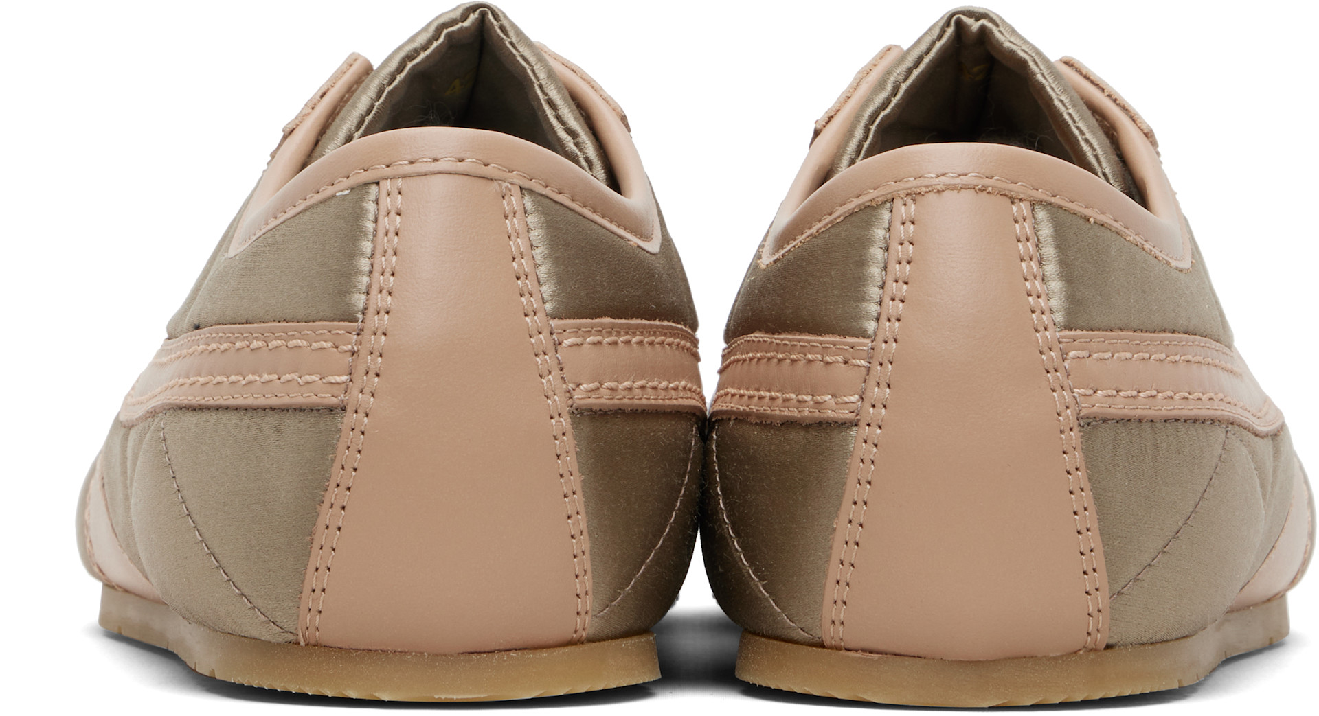 Dries Van Noten: Taupe & Pink Satin Sneakers | SSENSE