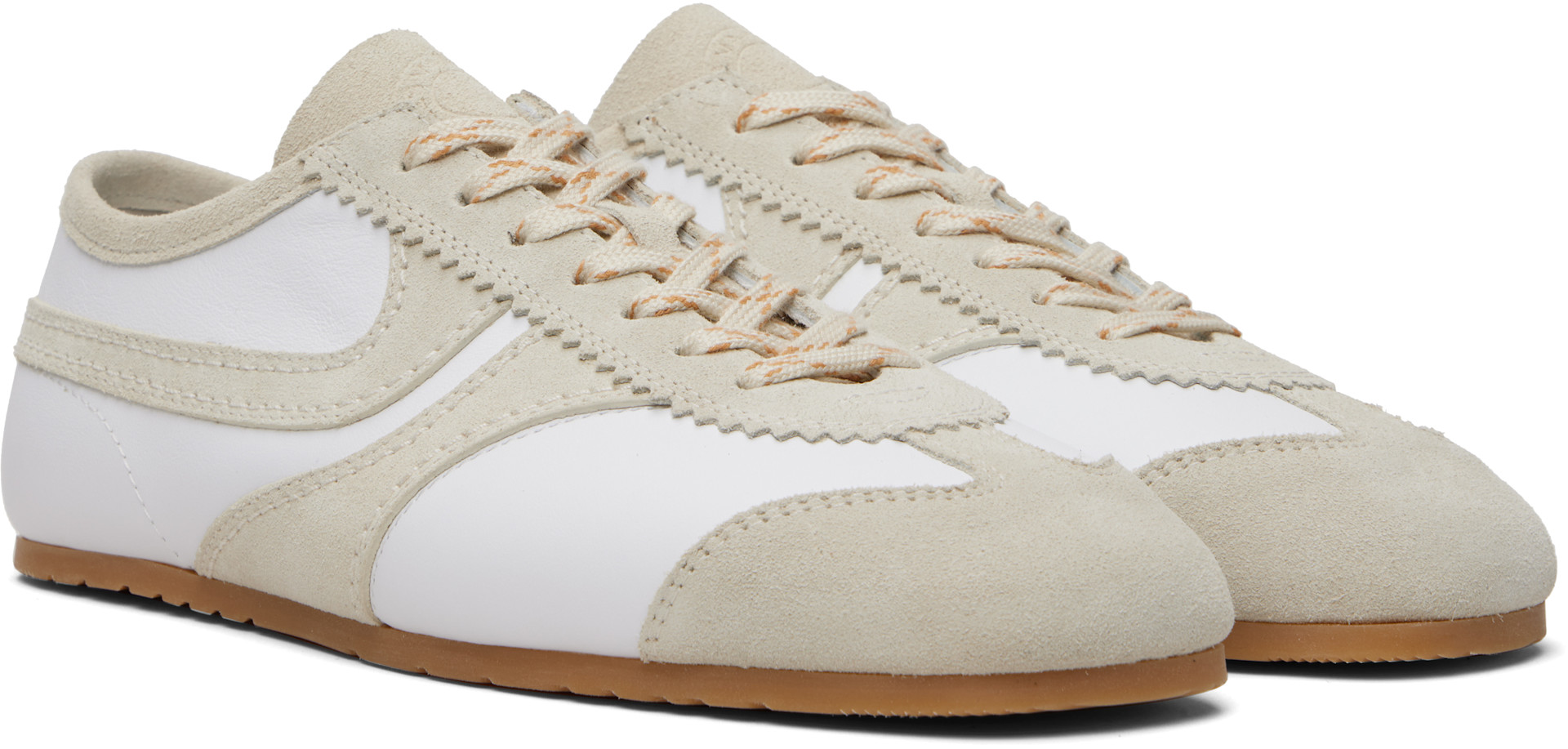 Dries Van Noten: White & Gray Suede Sneakers | SSENSE