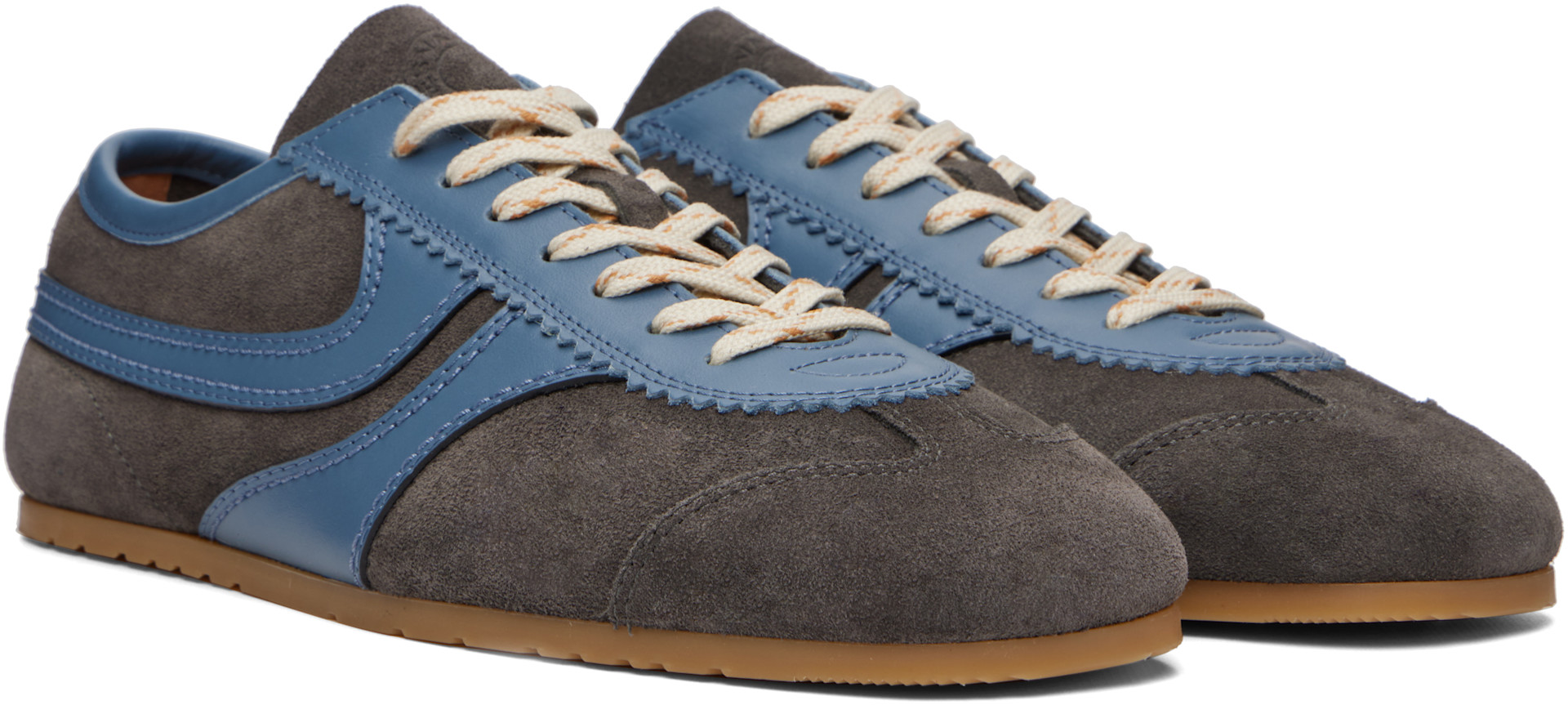 Dries Van Noten: ブルー＆グレー Suede スニーカー | SSENSE 日本