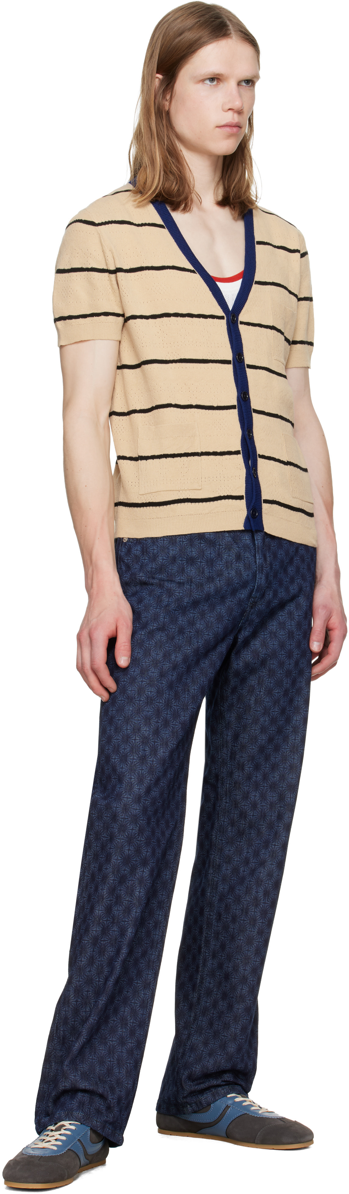 Dries Van Noten: Blue & Gray Suede Sneakers | SSENSE