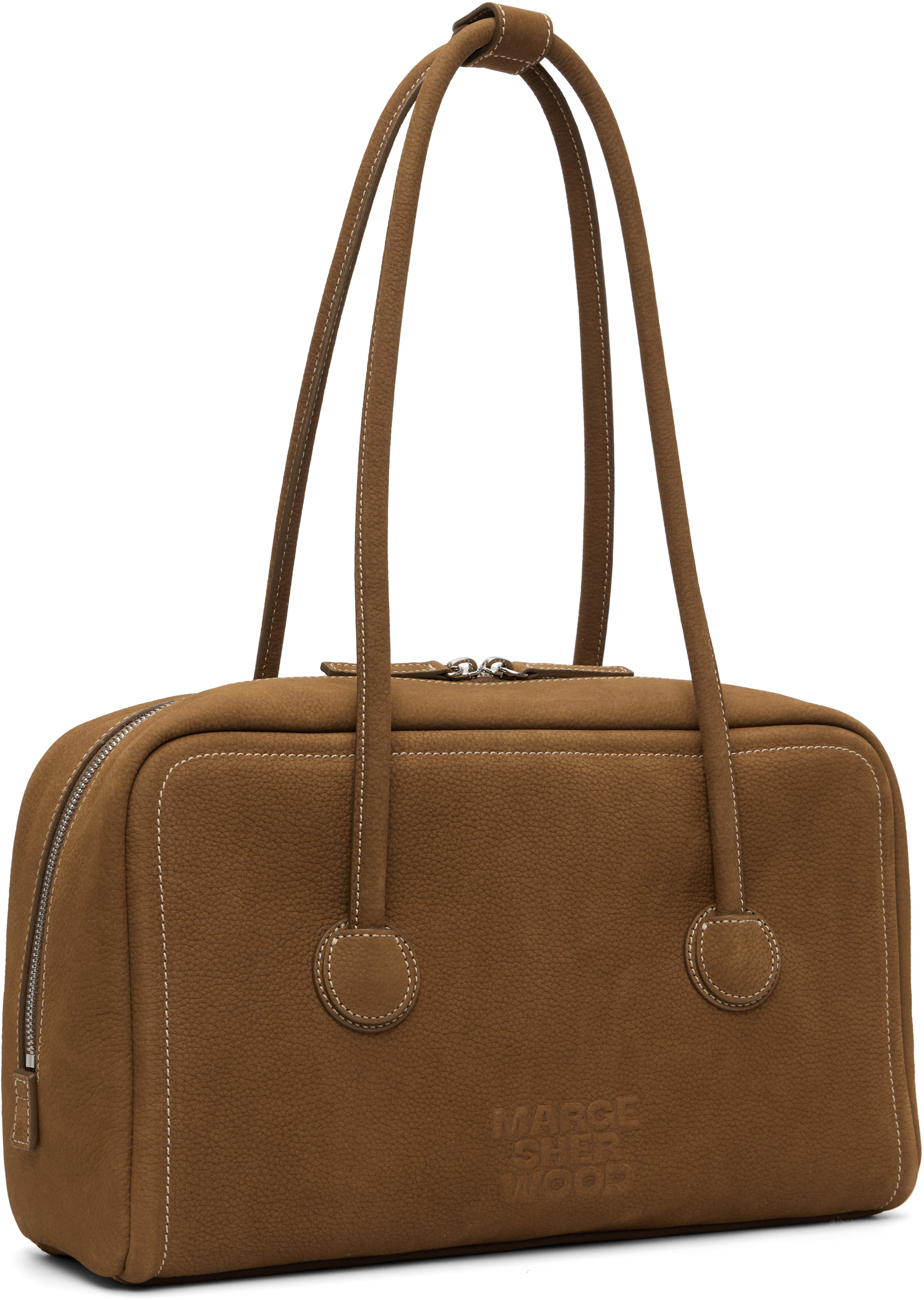 MARGESHERWOODソフトドットバッグ ヌバック ブラウン MARGESHERWOOD: Brown Soft Boston Bag | SSENSE