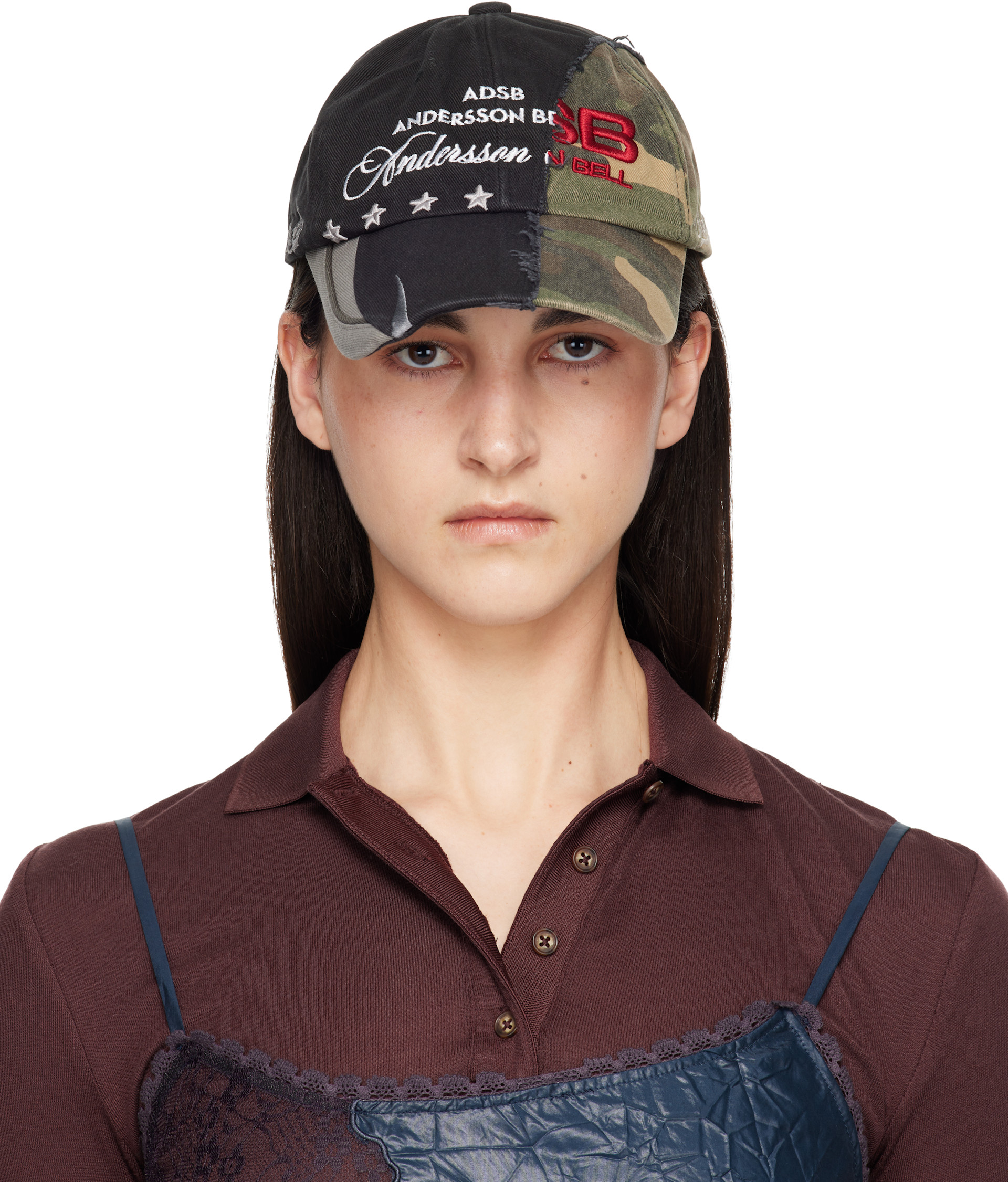 Andersson Bell - Black & Khaki Camouflage Split Paneled Cap