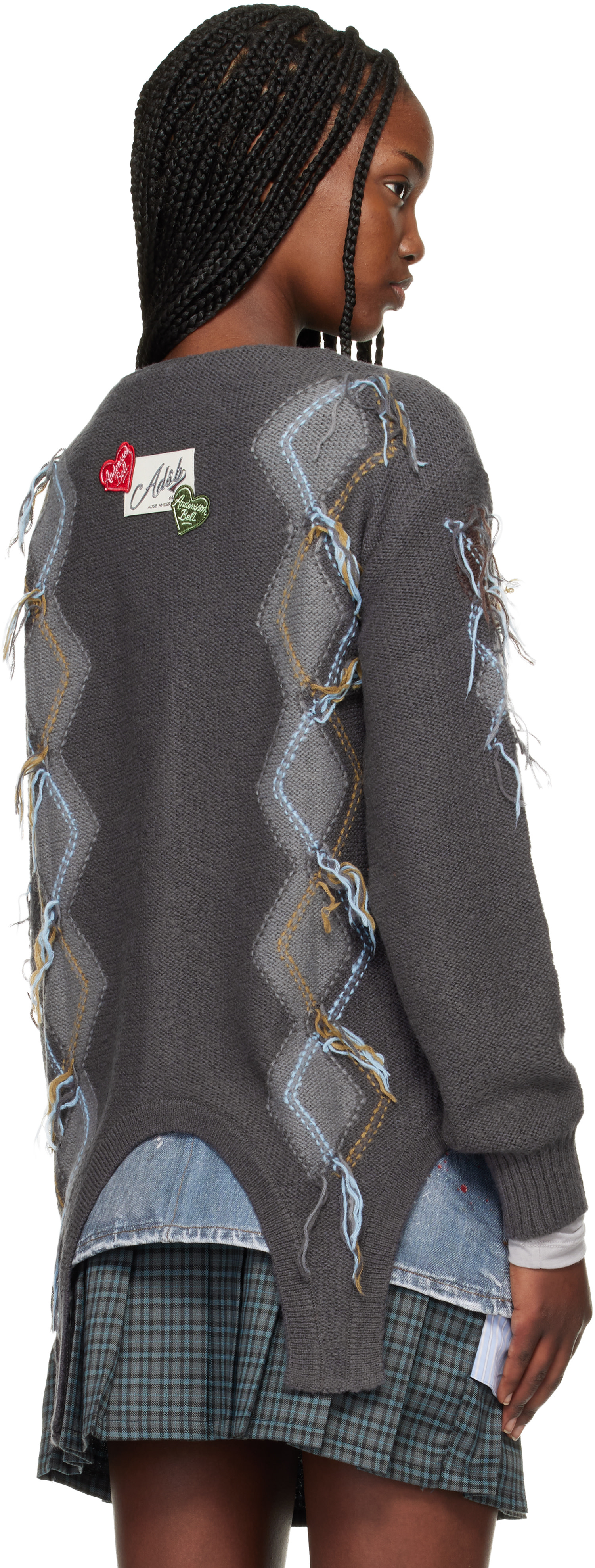 Andersson Bell - Cardigan gris à motif argyle