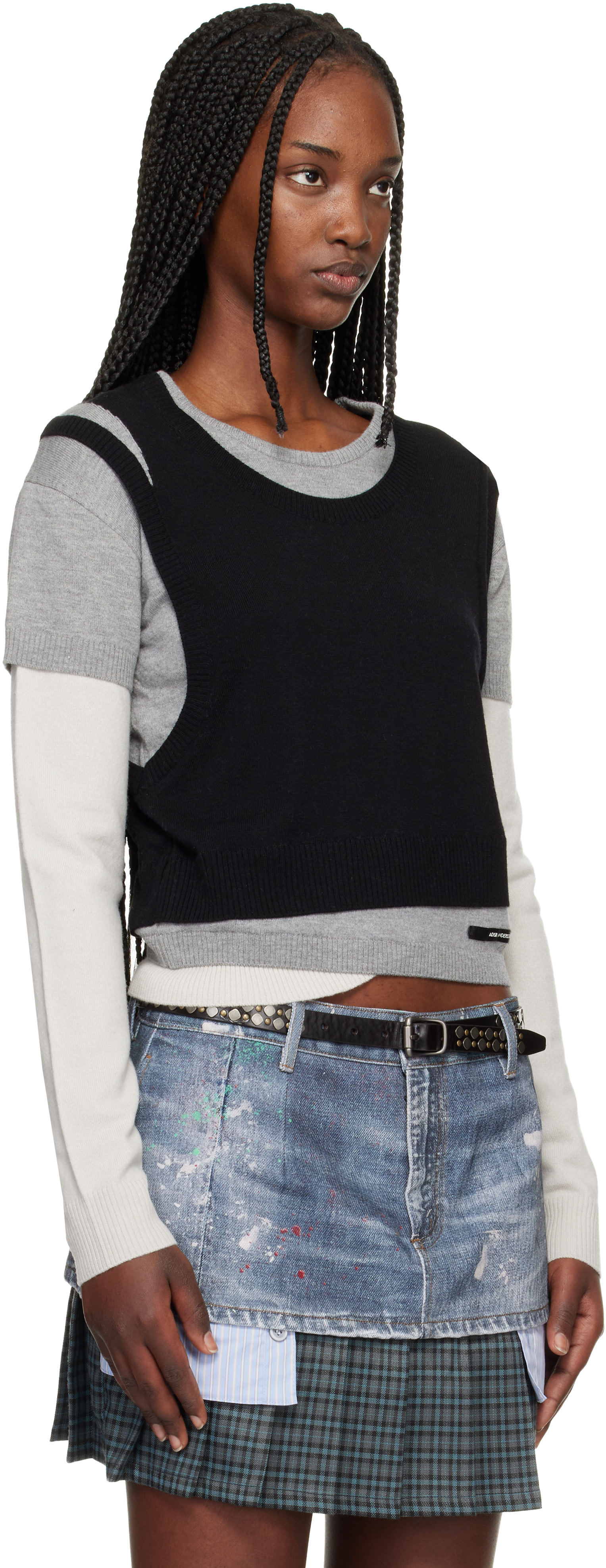 Andersson Bell - Pull étagé Tres Over gris et noir