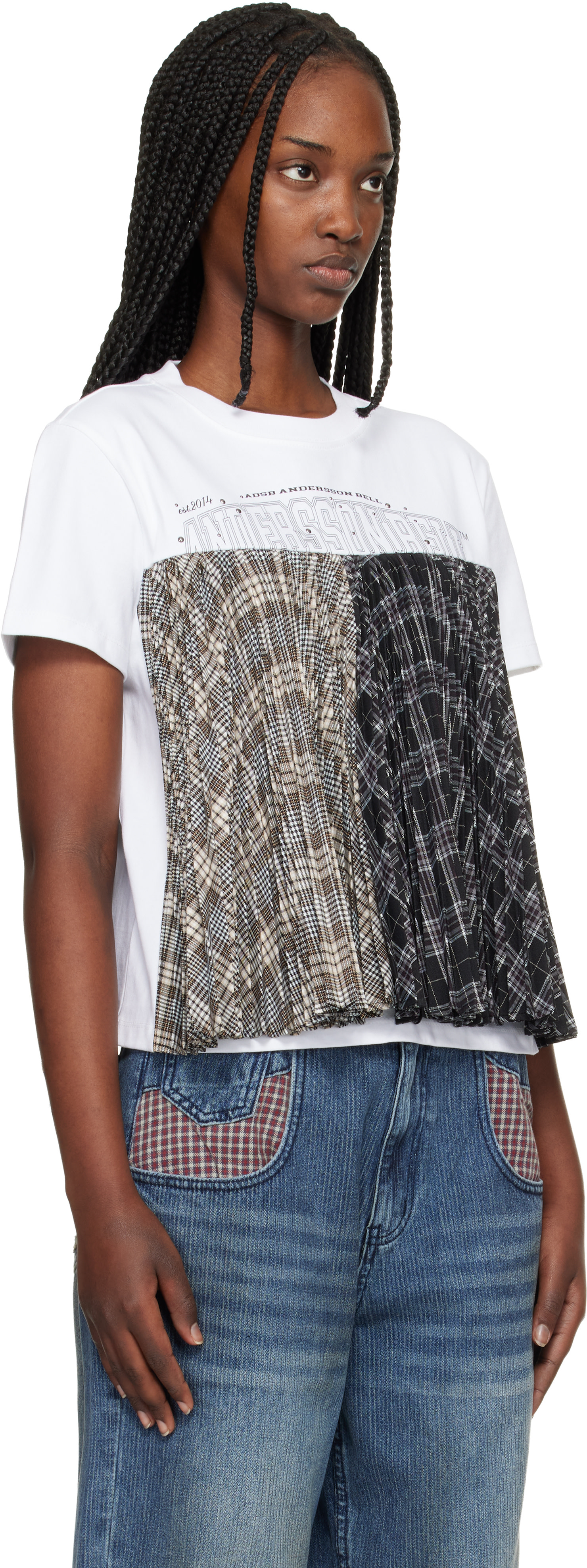 Andersson Bell: SSENSE Exclusive White Studded Pleats Hybrid T