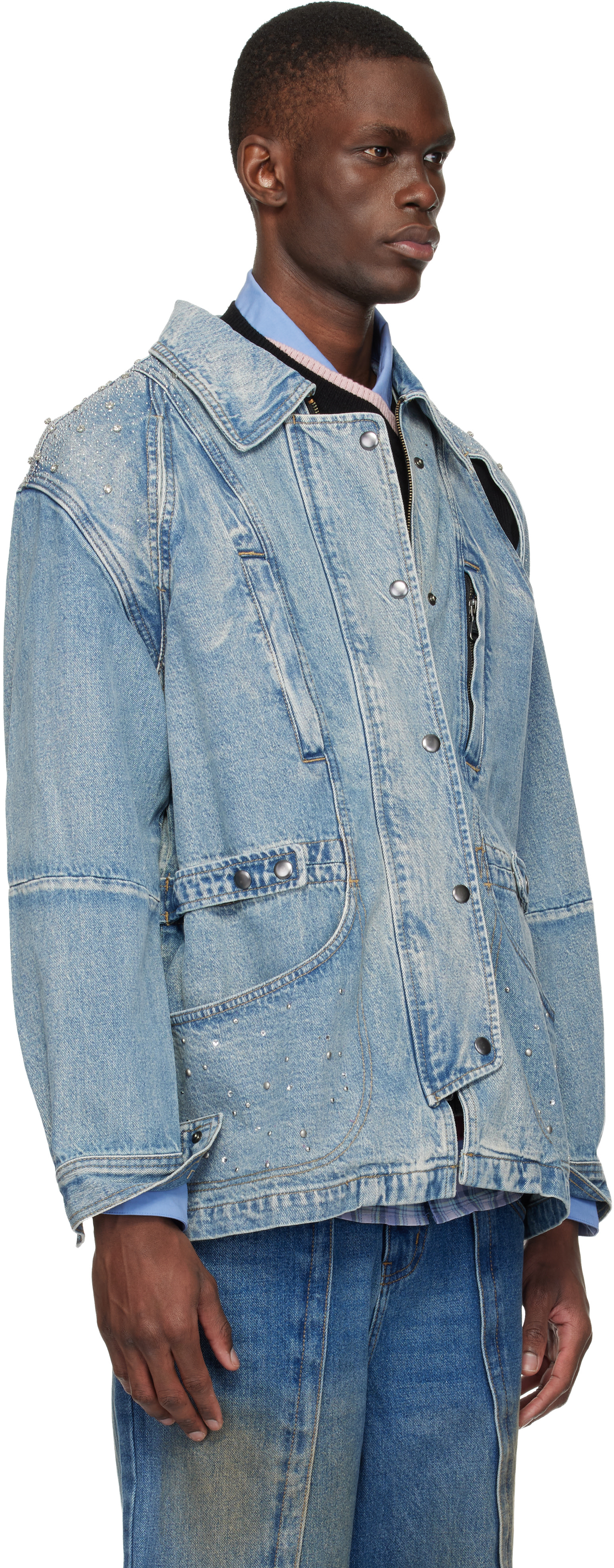 Andersson Bell: Blue Jeweled Denim Jacket | SSENSE Australia