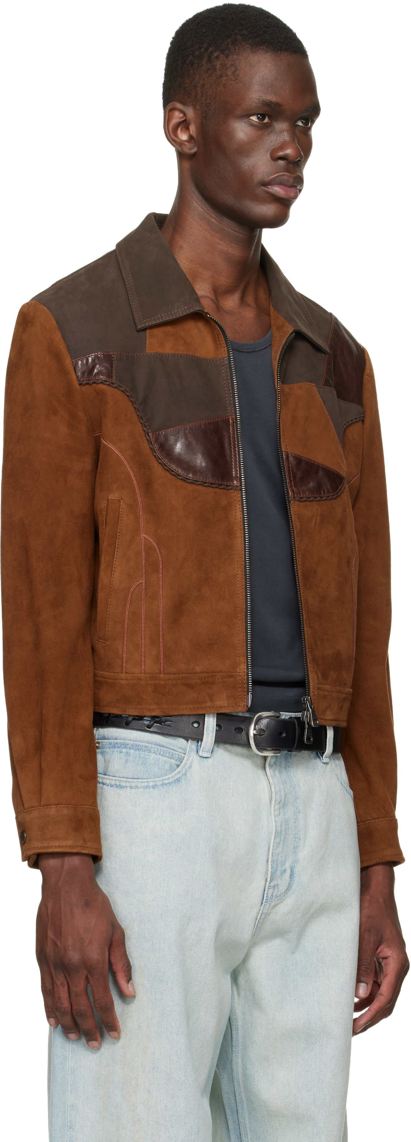 Andersson Bell - Brown Harvey Patchwork Suede Jacket
