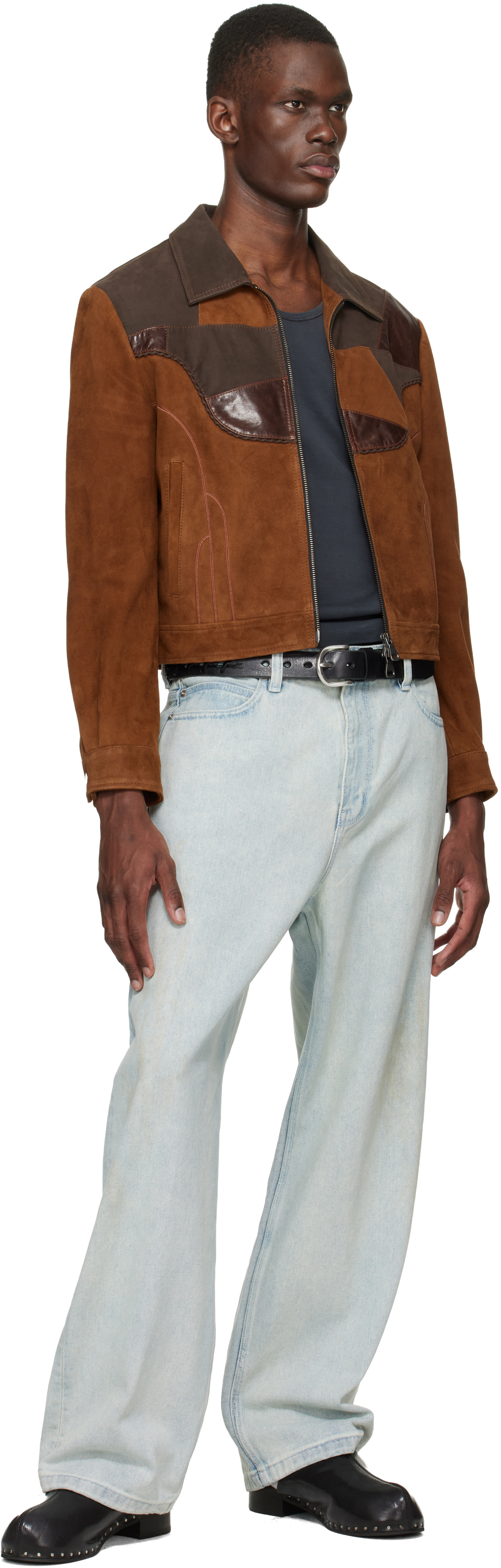 Andersson Bell - Brown Harvey Patchwork Suede Jacket