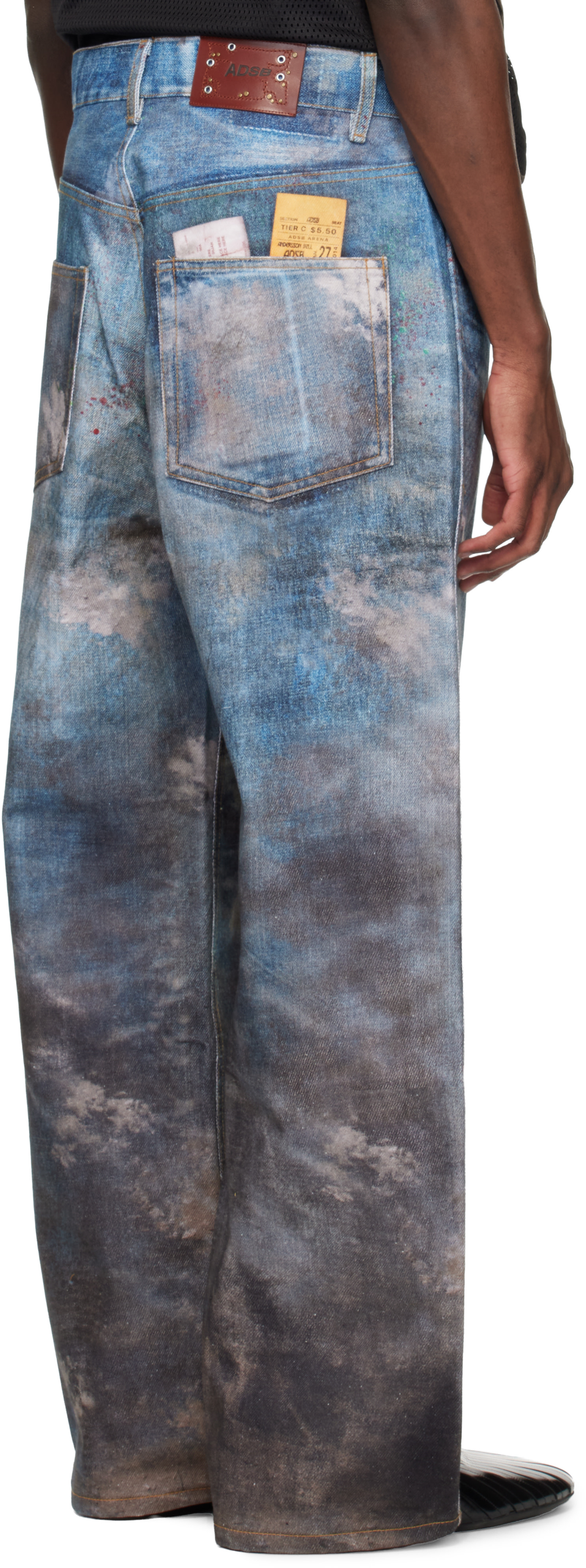 Andersson Bell: Blue Festival Mud Printed Jeans | SSENSE Sweden