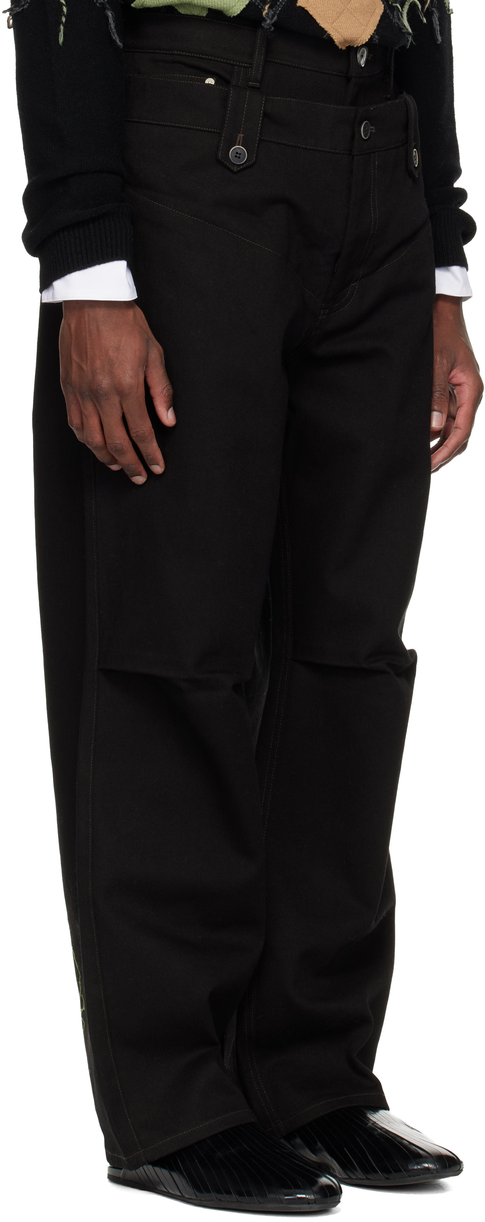 Andersson Bell - Pantalon ample noir à taille étagée