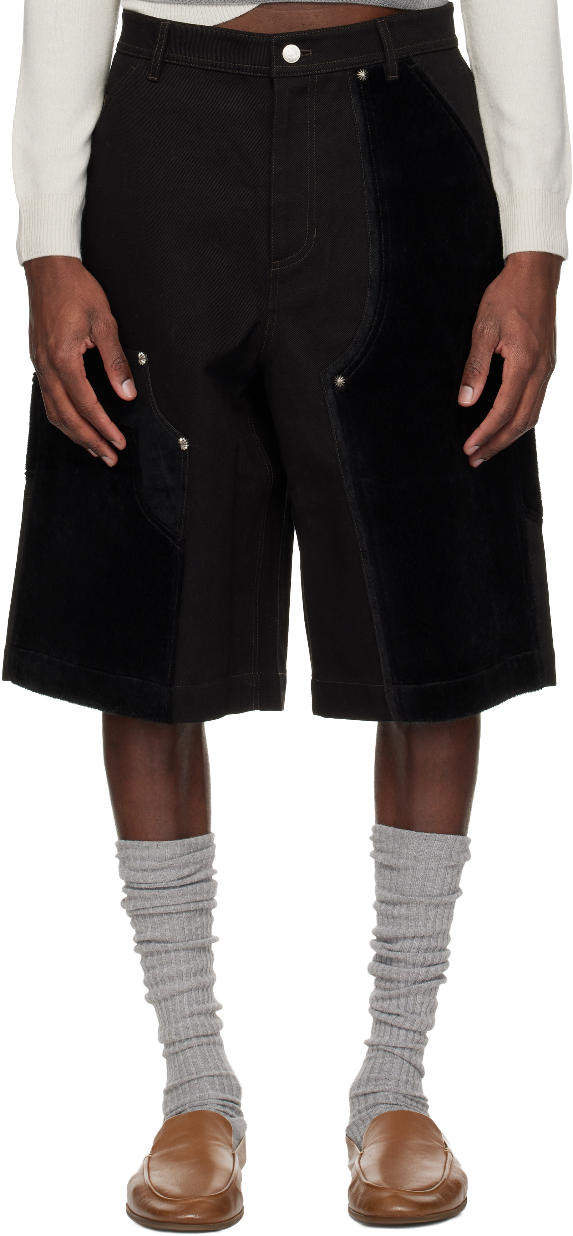 Andersson Bell - Short menuisier noir à patchwork