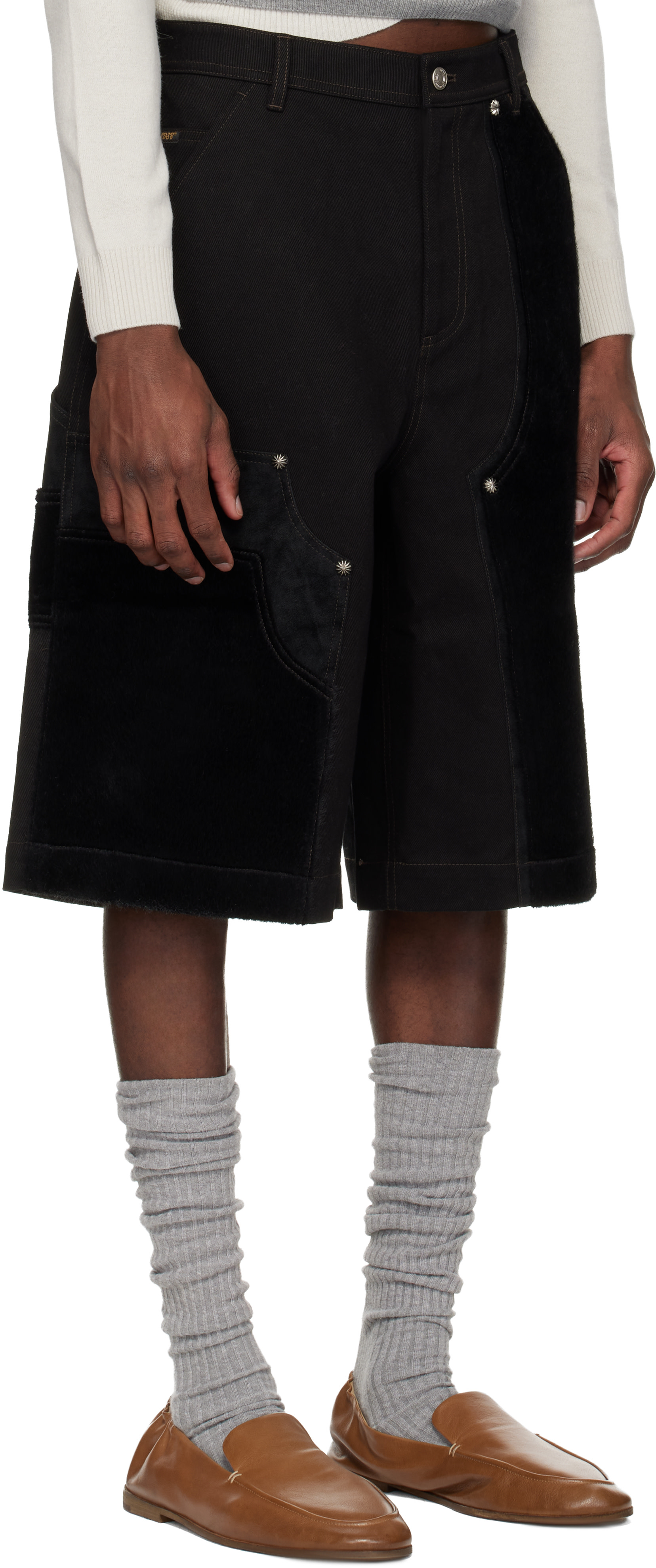 Andersson Bell - Short menuisier noir à patchwork