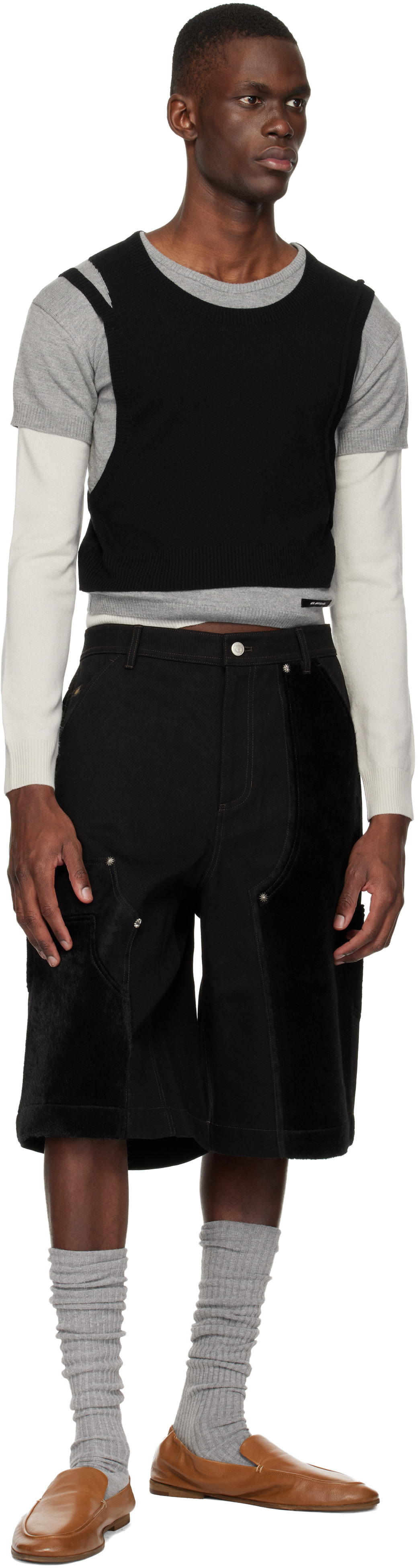Andersson Bell - Short menuisier noir à patchwork