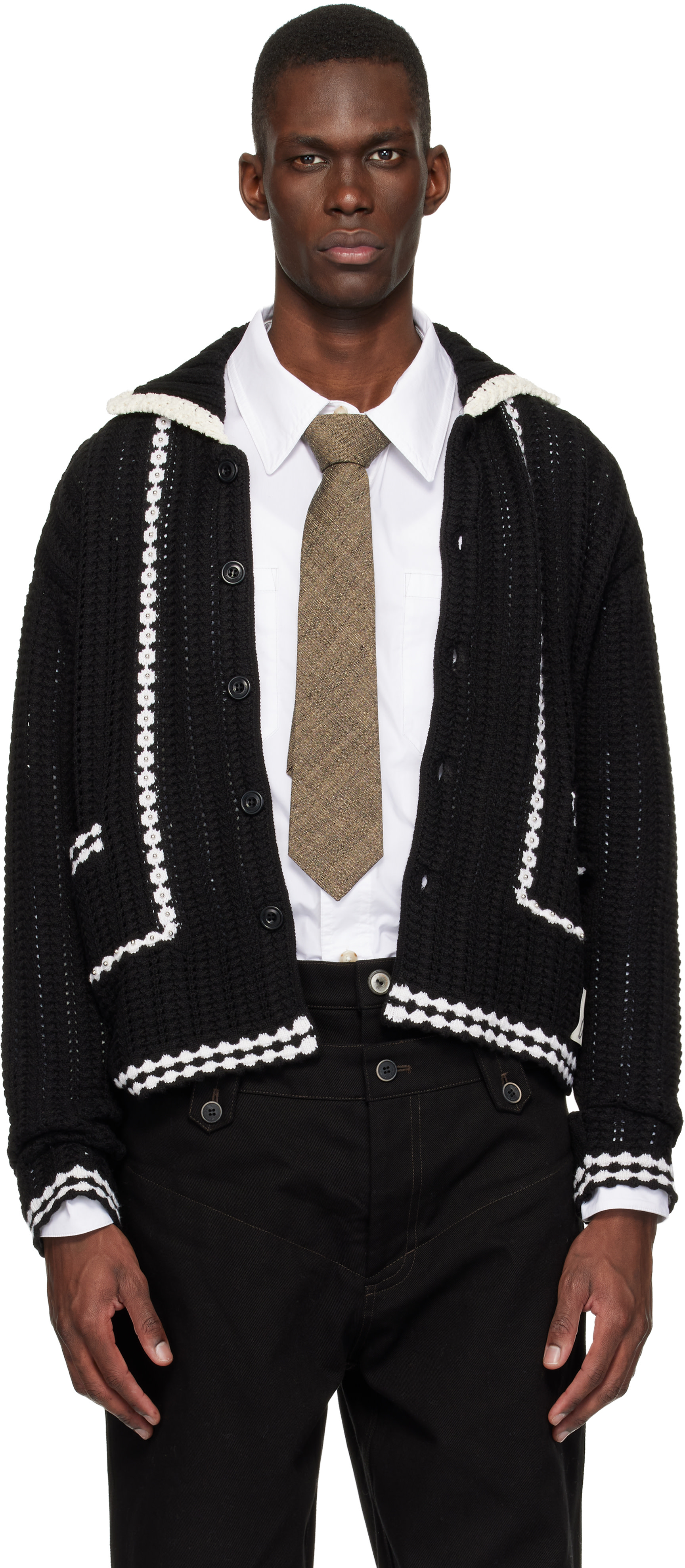 Andersson Bell: Black New Fantasia Collar Cardigan | SSENSE