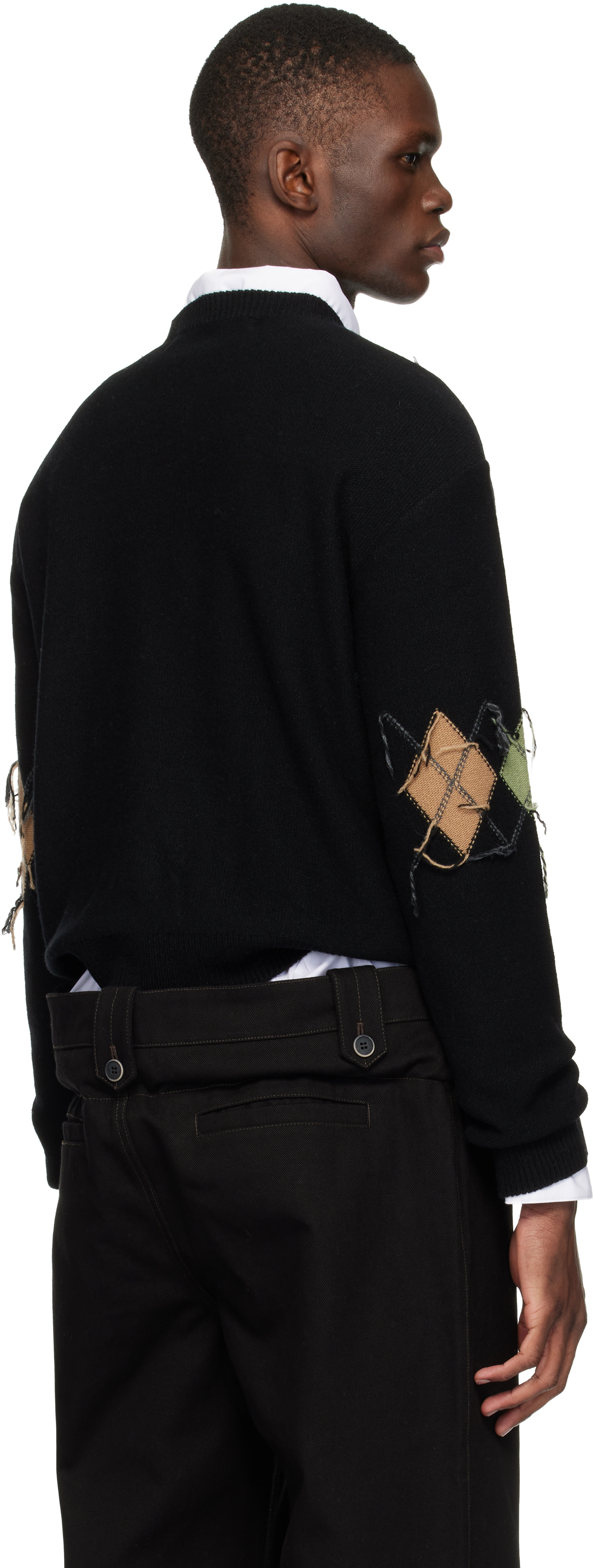 Andersson Bell - Pull Tom noir à motif argyle et à col ras du cou