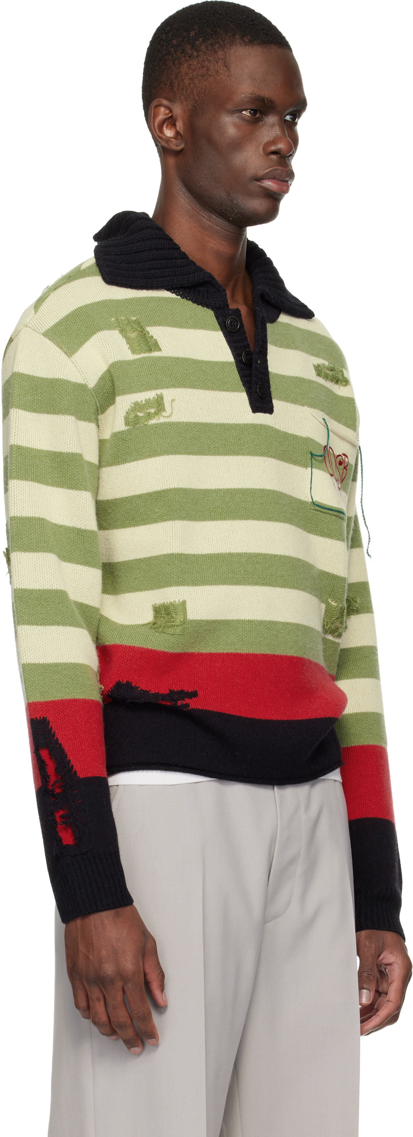 Andersson Bell - Polo à rayures multicolores et à effet usé
