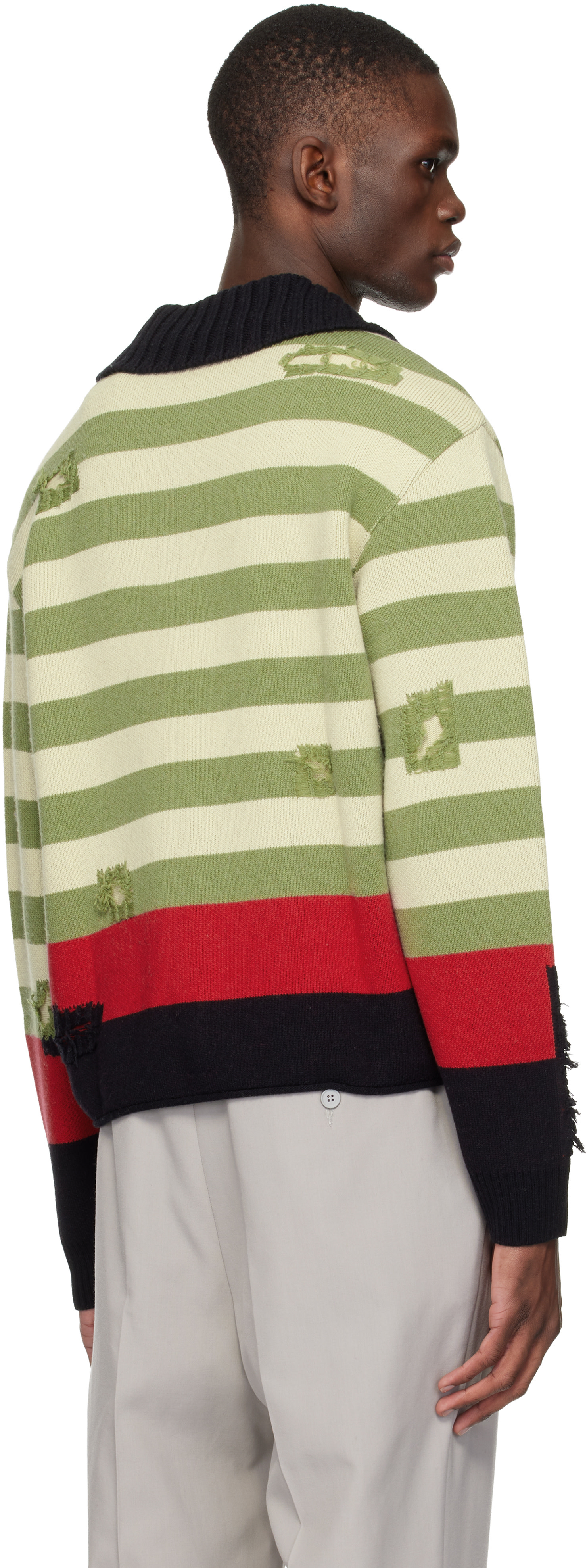 Andersson Bell - Polo à rayures multicolores et à effet usé