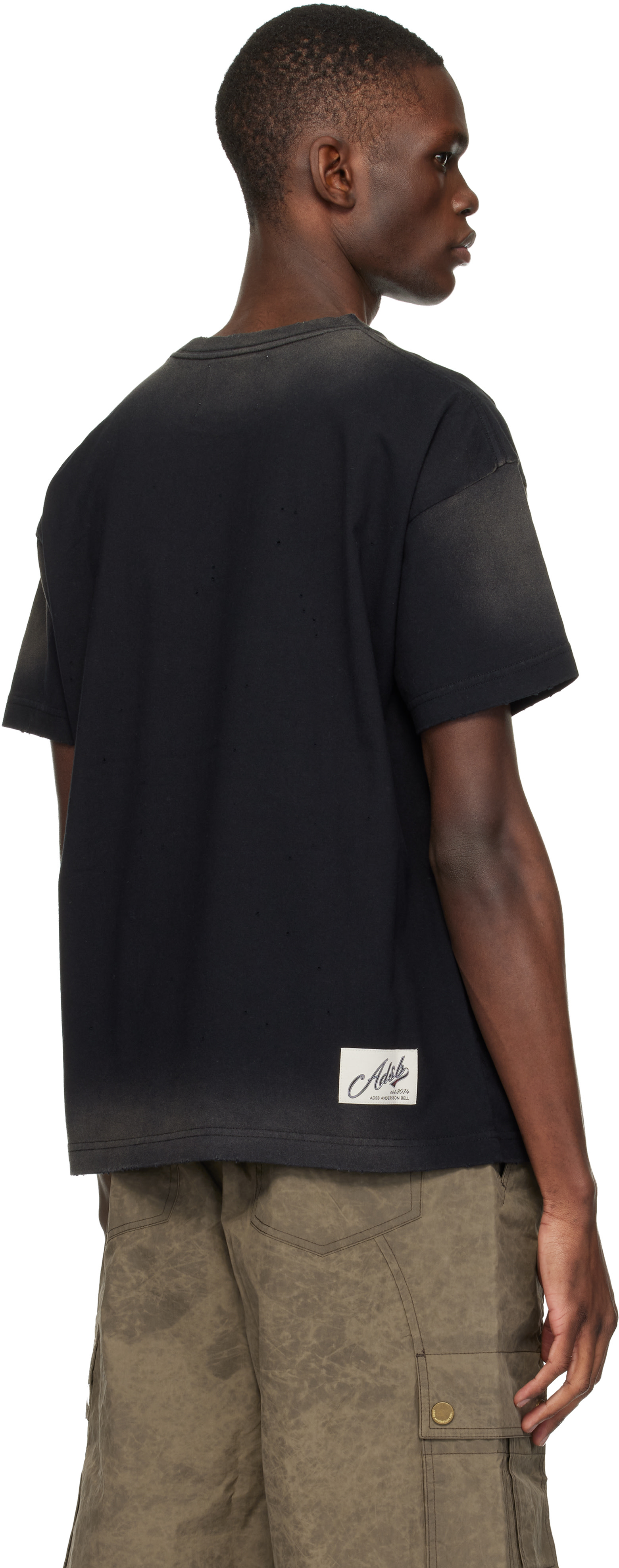 Andersson Bell: Black Essential Spray Wash Heart Message T-shirt