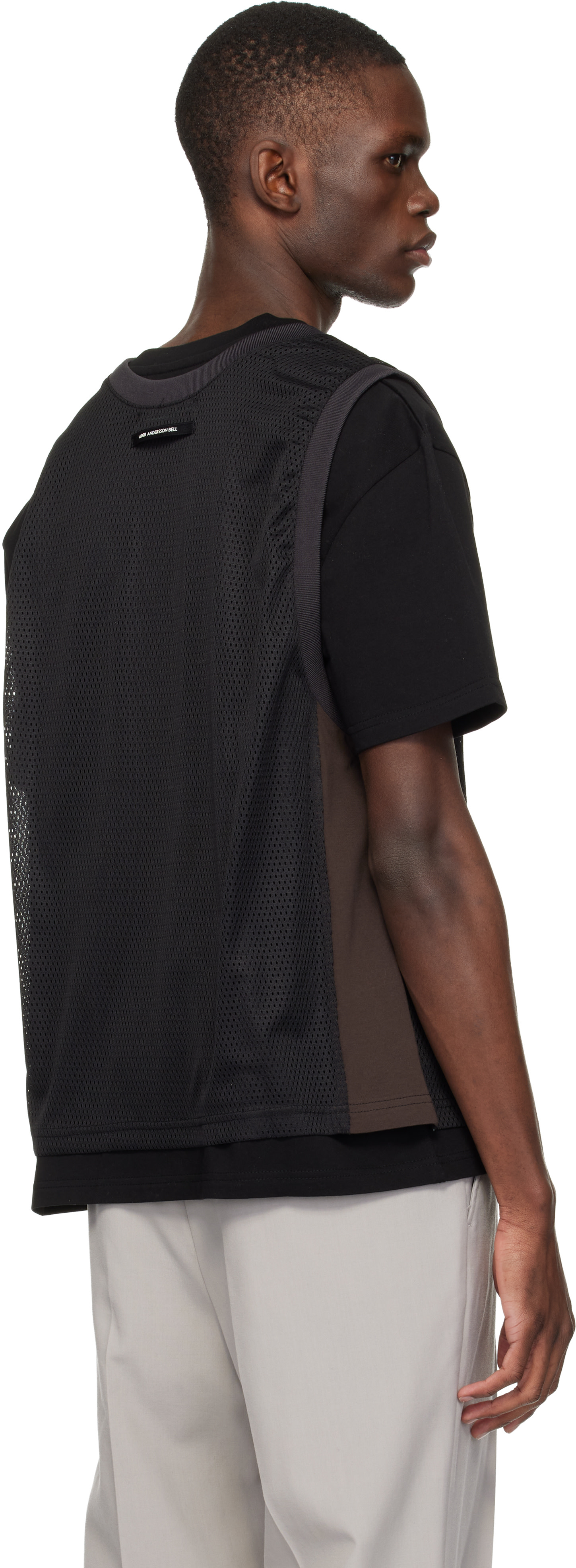 Andersson Bell: ブラック&ブラウン Basketball Jersey Layered T Andersson Bell: ブラック&ブラウン Basketball Jersey Layered T