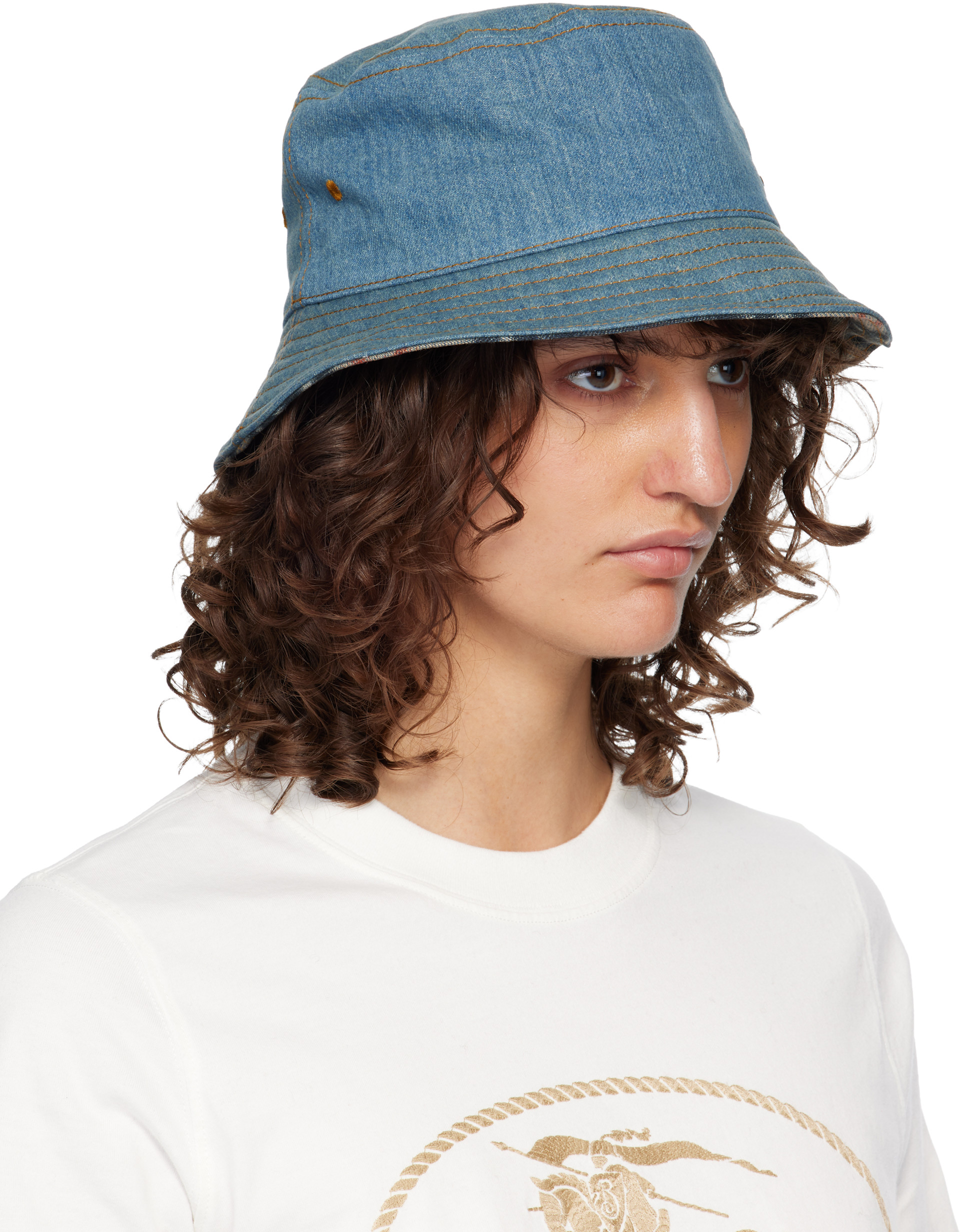Burberry - Chapeau bob bleu en denim