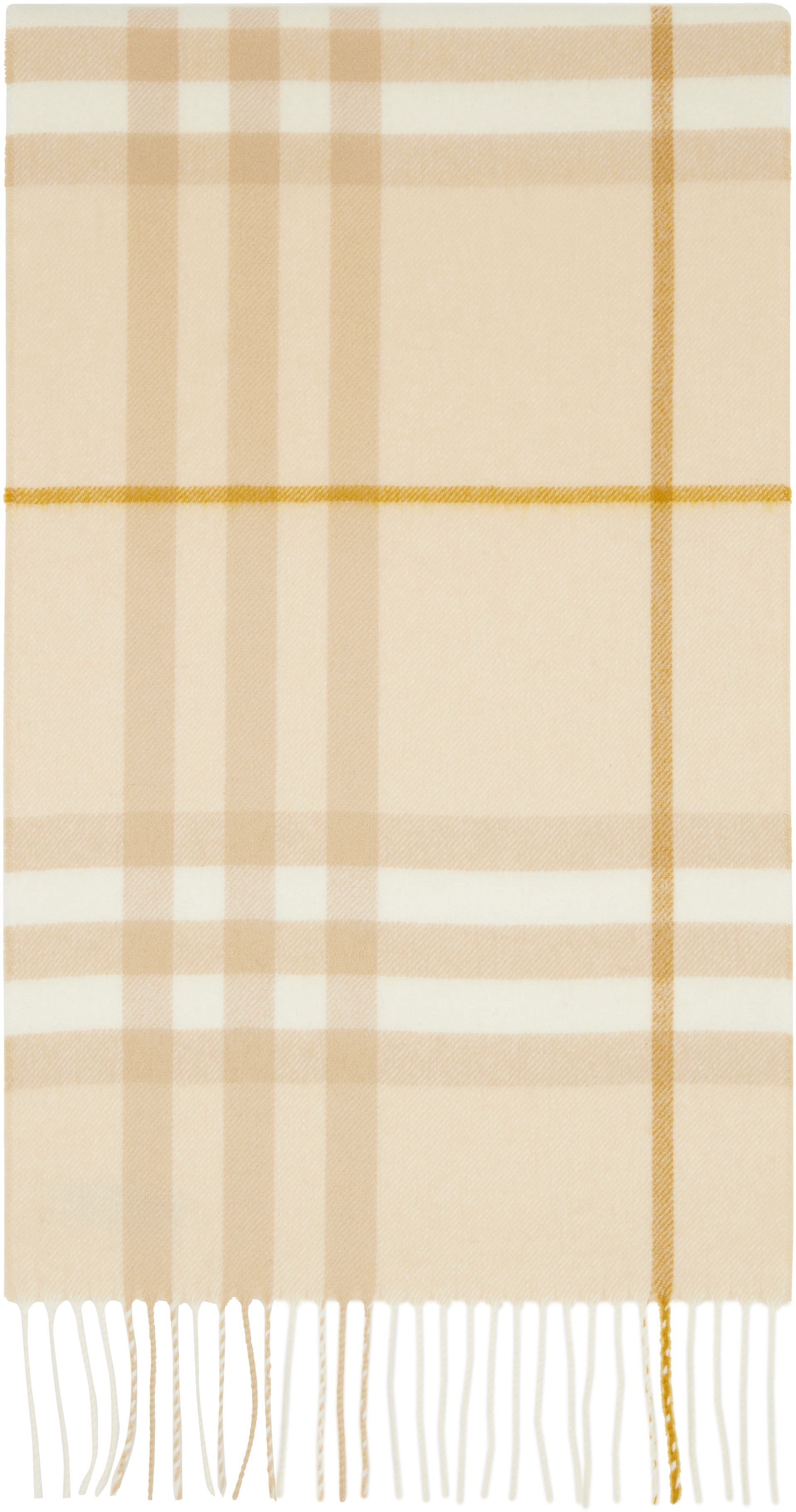 Burberry: ベージュ チェック カシミヤ マフラー | SSENSE 日本