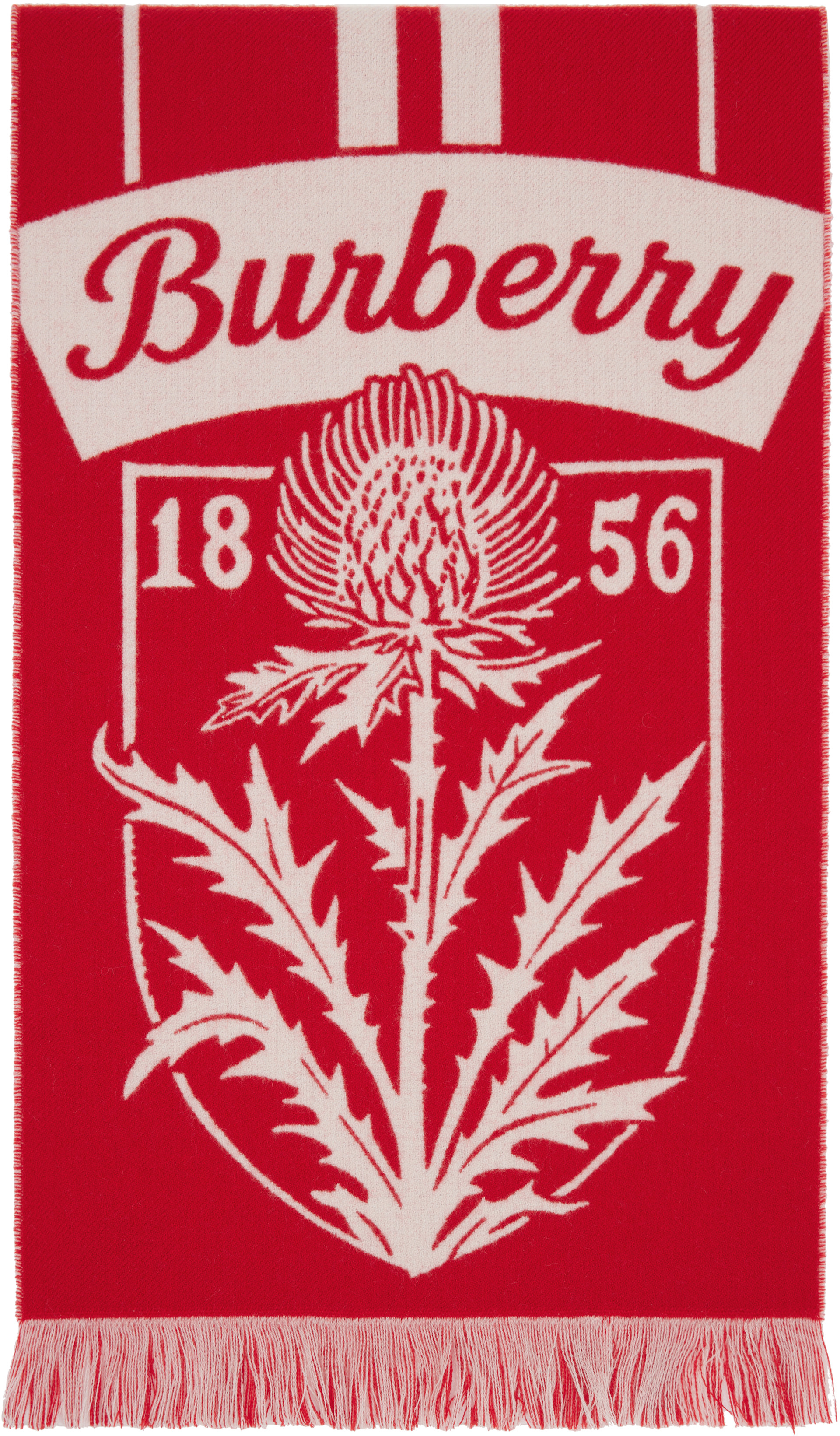 Burberry - 레드 시슬 쉴드 울 스카프