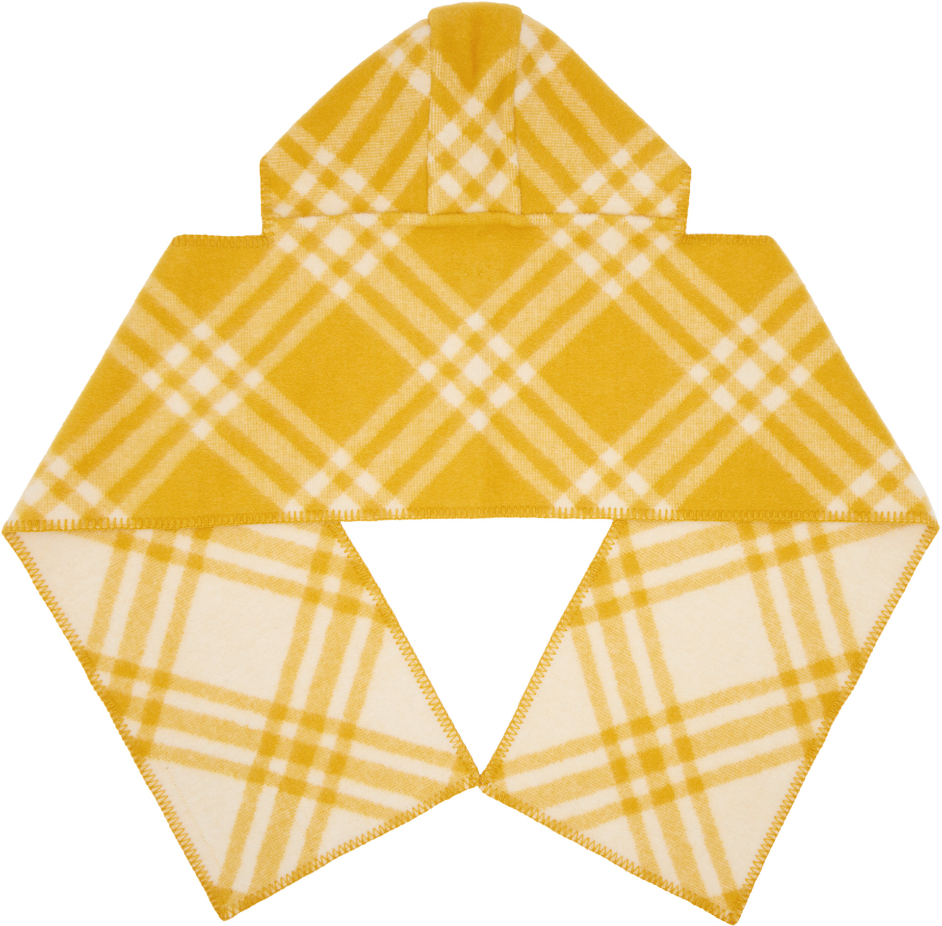 Burberry: Yellow Check Wool Hooded Scarf | SSENSE