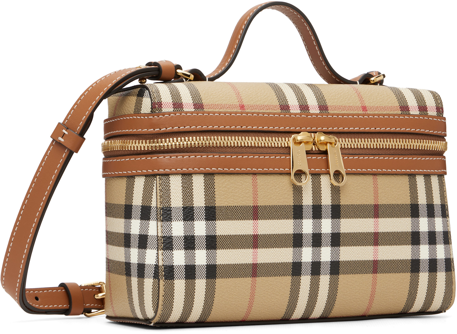 Burberry: ベージュ チェック バニティバッグ | SSENSE 日本