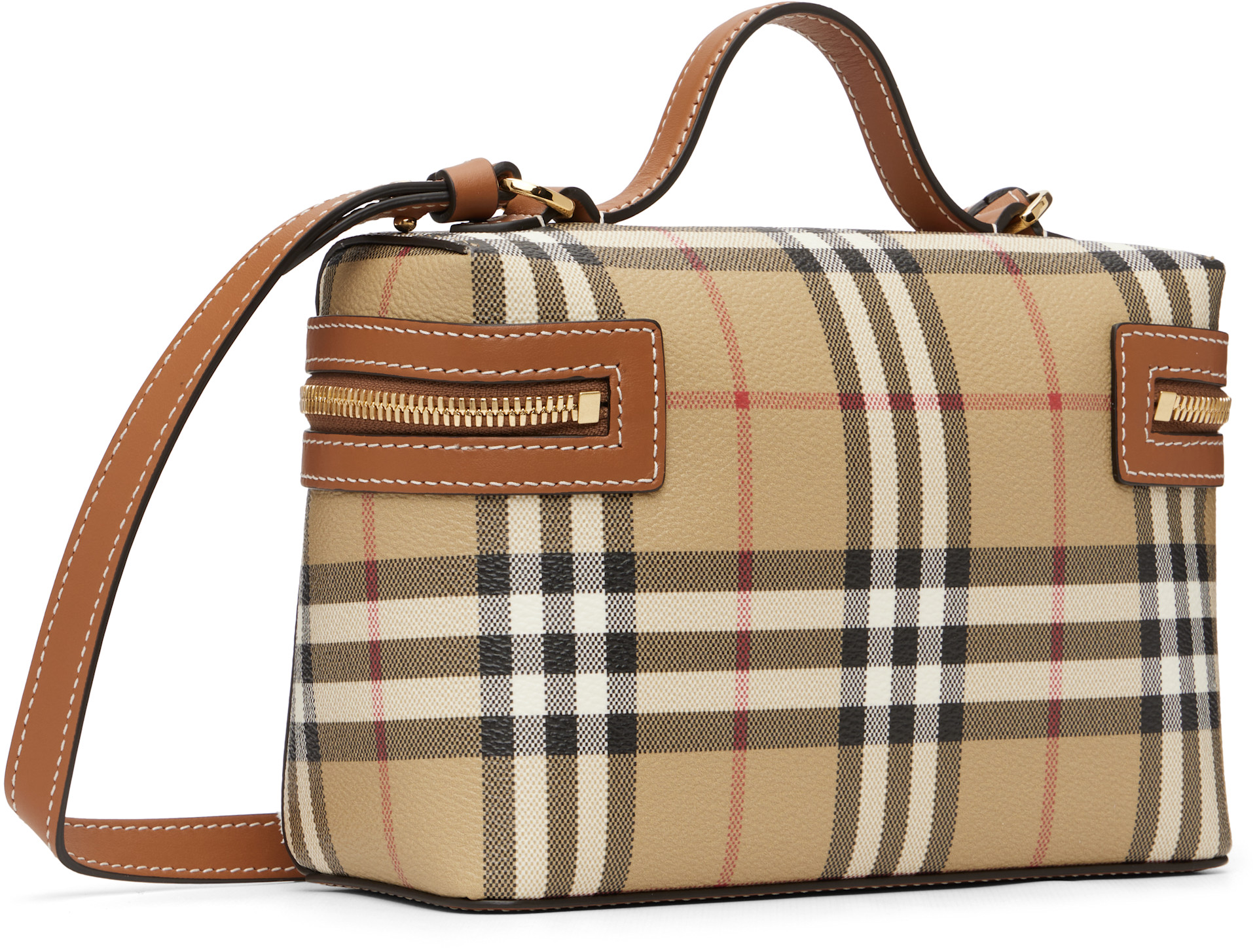 Burberry: ベージュ チェック バニティバッグ | SSENSE 日本