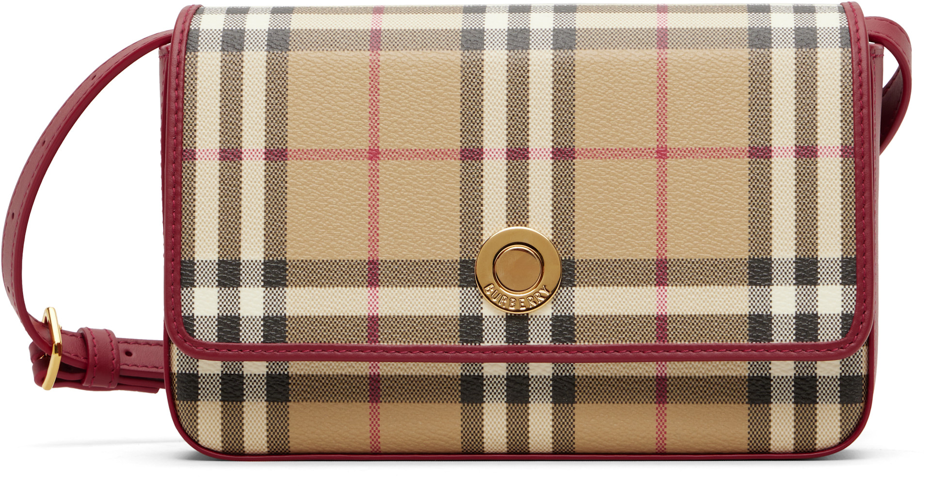 Burberry ケース レッド ベージュ Burberry: Beige & Red Hampshire Bag | SSENSE