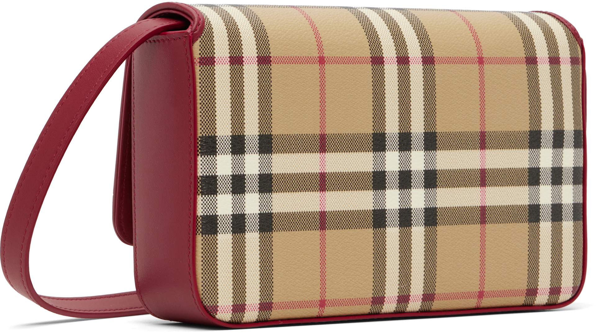 Burberry ケース レッド ベージュ Burberry: Beige & Red Hampshire Bag | SSENSE