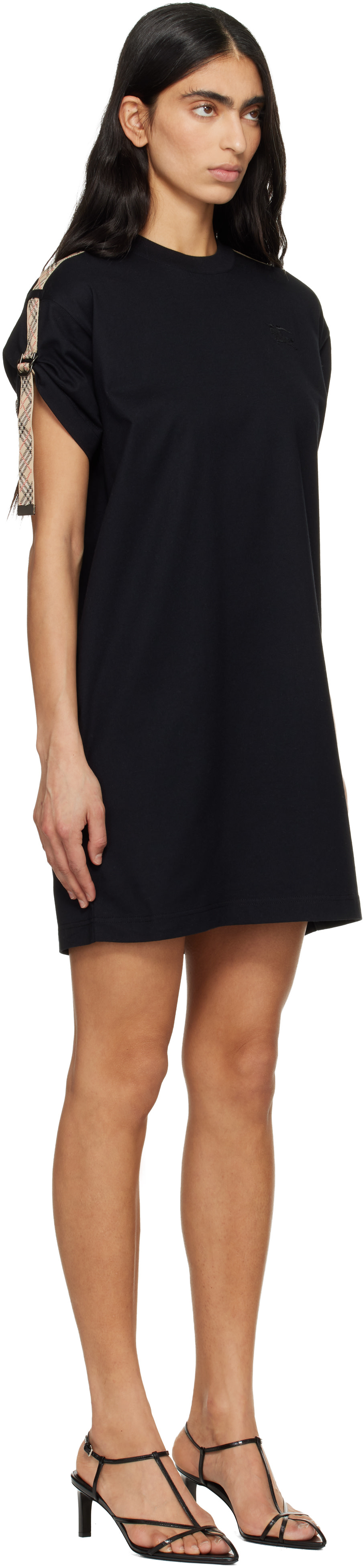Burberry: Black Check Trim Cotton T-shirt Minidress | SSENSE Hong Kong SAR China Burberry: Black Check Trim Cotton T-shirt Minidress | SSENSE Hong Kong SAR China