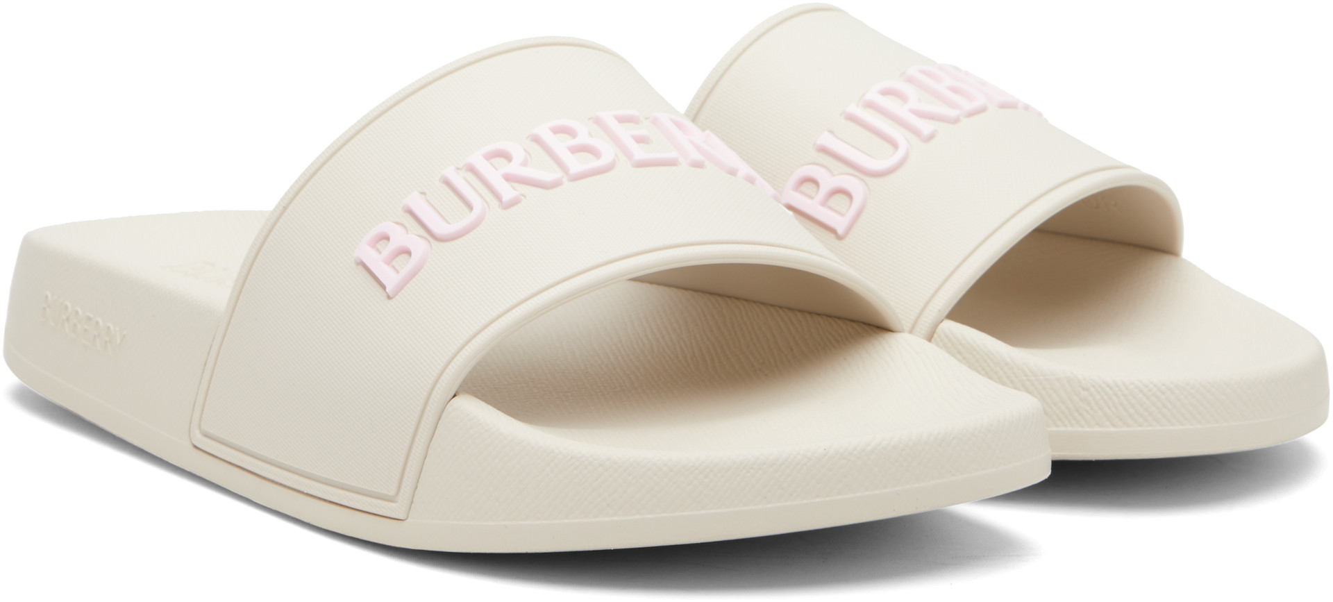 Burberry - 베이지 로고 슬라이드 샌들