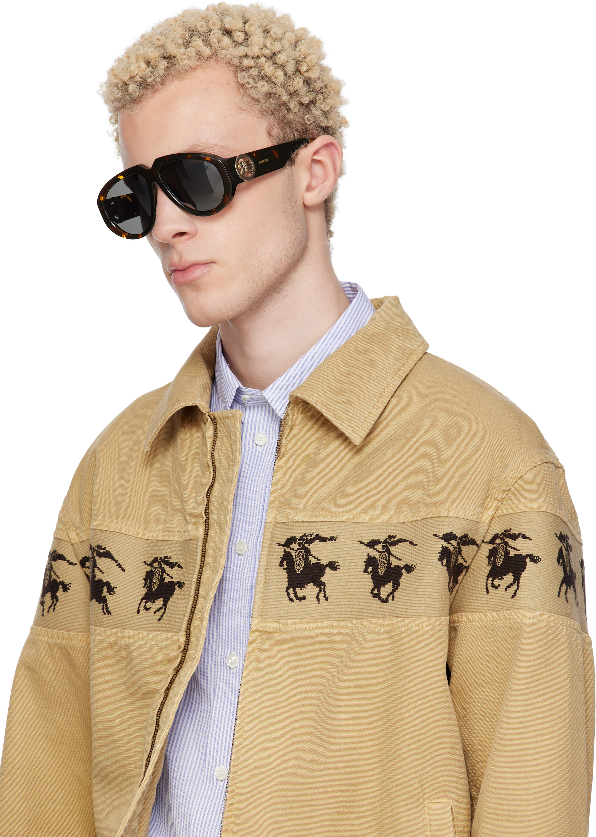 Burberry: Black & Yellow Logo Sunglasses | SSENSE