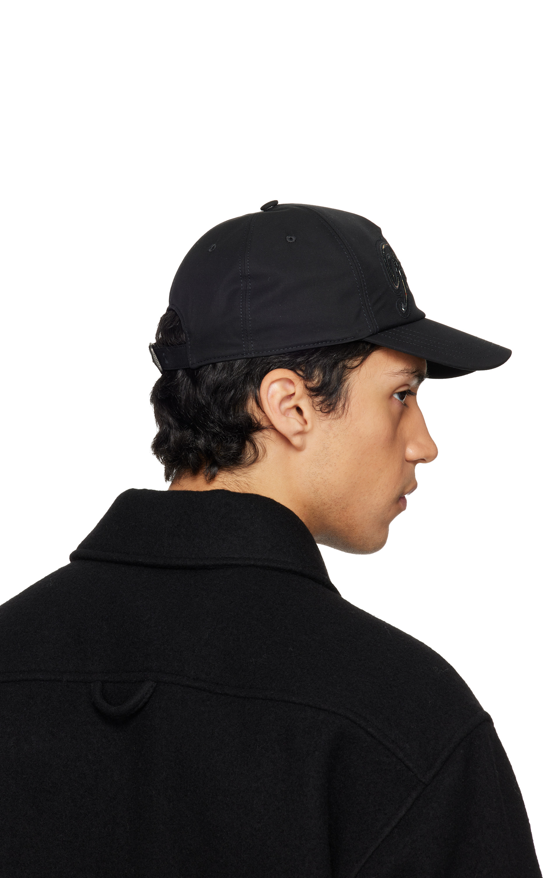 Burberry: ブラック Check Cursive Logo Gabardine ベースボール